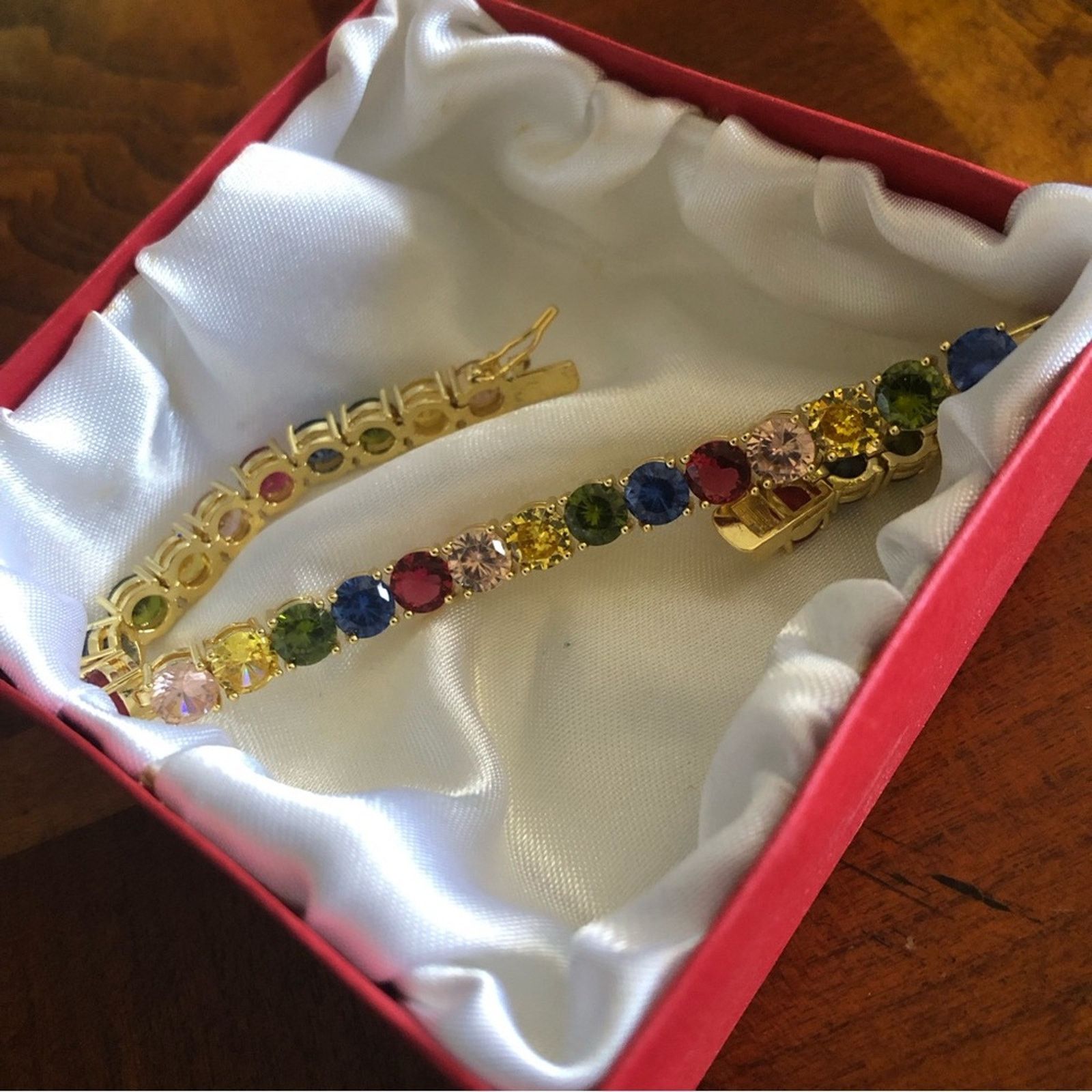 Jewelry Ladies 18kt gold plated 6mm cubic zirconia tennis bracelet Size ONE SIZE - 4 Thumbnail