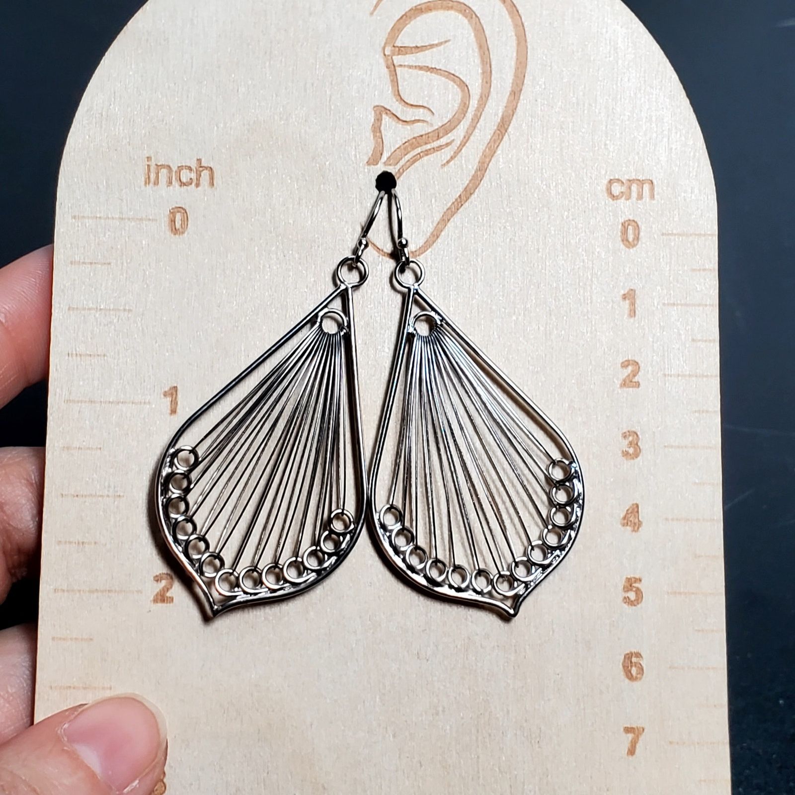 Other JCM 925 Sterling Silver Open Wire Work Earrings 2" Drop Size ONE SIZE - 1 Thumbnail