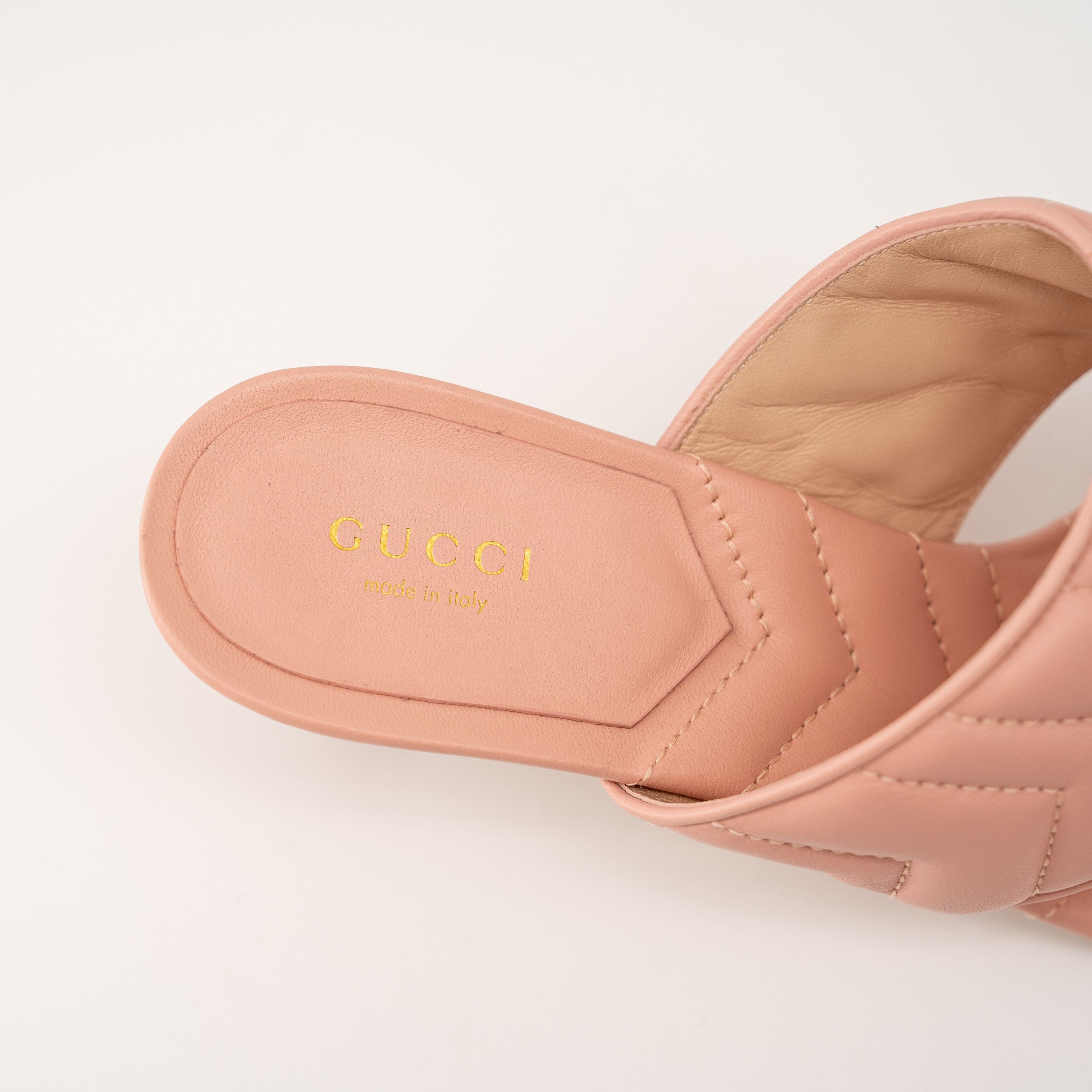 Gucci 40G 10 US Gucci Marmont GG Kitten Heel Sandals Quilted Pink Size US 10 / IT 40 - 9 Thumbnail