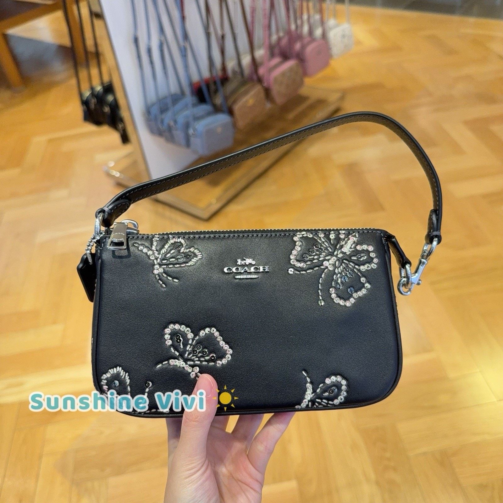 Coach NWT Coach Nolita 19 Sparkly Butterfly CCF58 Silver Black Size ONE SIZE - 1 Thumbnail
