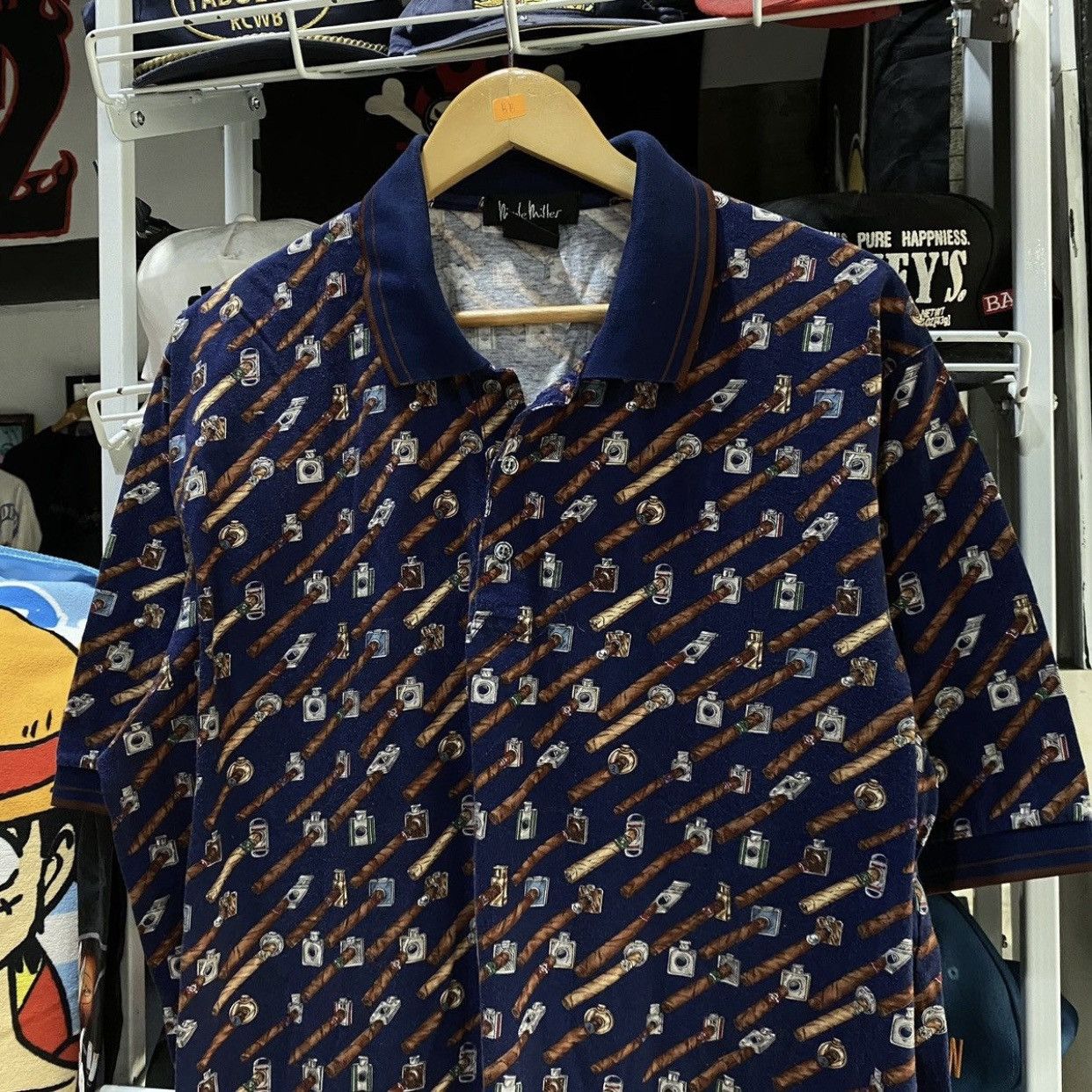 Nicole Miller Vintage 90s Nicole Miller Cigar & Liquor Novelty Print Polo Size US L / EU 52-54 / 3 - 3 Thumbnail