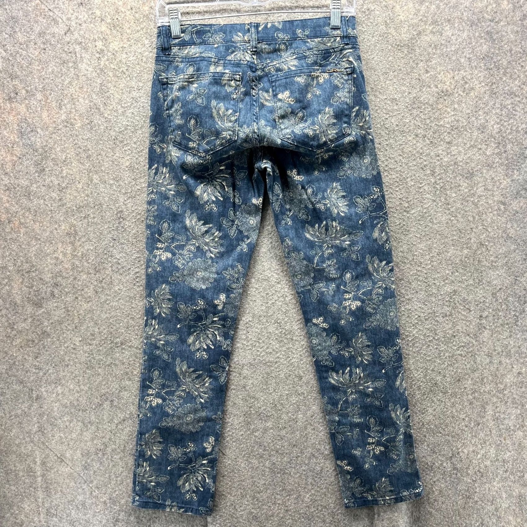 Ralph Lauren Lauren Ralph Lauren Jeans Womens 0 Blue Denim Floral Print AOP Straight 5-Pocket Denim Cotton High Rise Regular Inseam 28 in Classic Womens Jeans Size 25" / US 0 / IT 36 - 2 Thumbnail