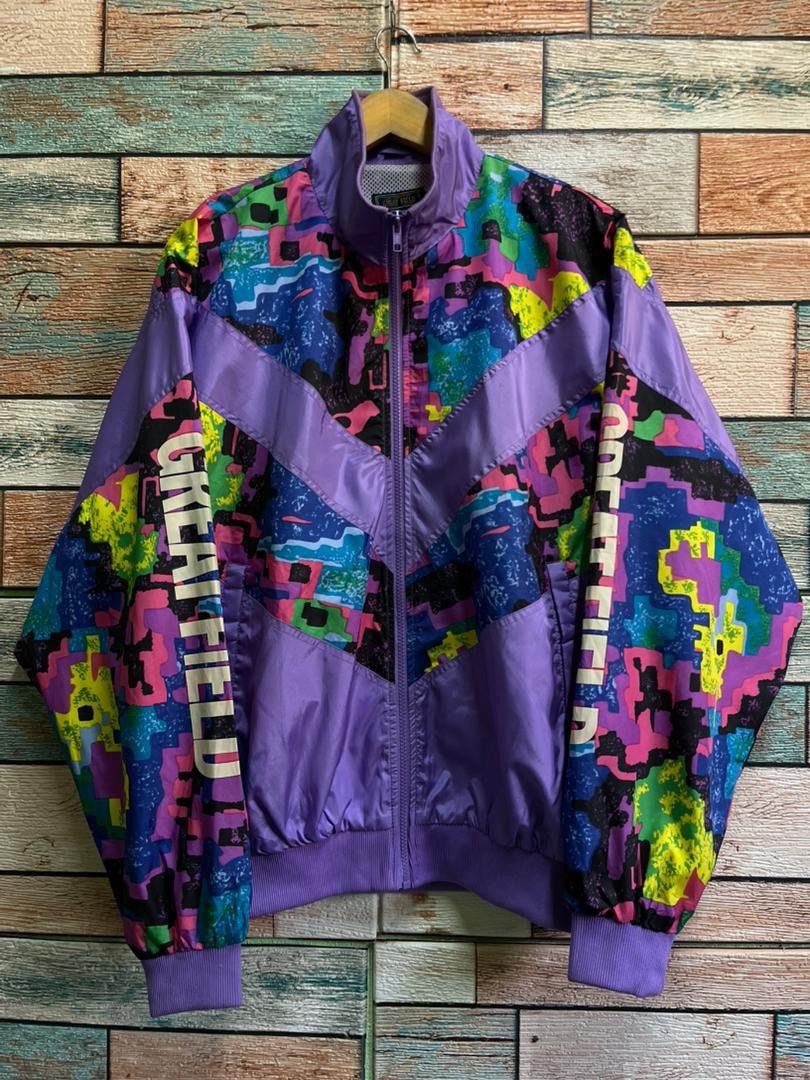 Vintage 90s GREAT FIELD Geometric Print Windbreaker Jacket