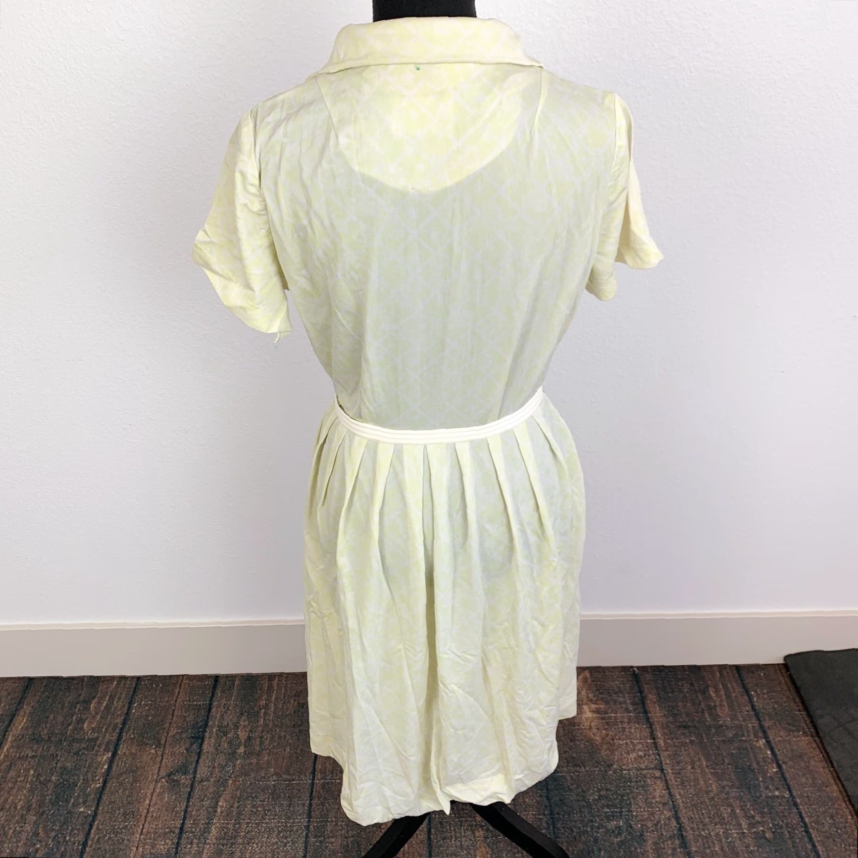 AQUA VINTAGE The Stroller Dress Twe Belt 60s Cutter Yellow Aqua Zipper Size 16.5 Jersey Size XXL / US 16-18 / IT 52-54 - 6 Thumbnail