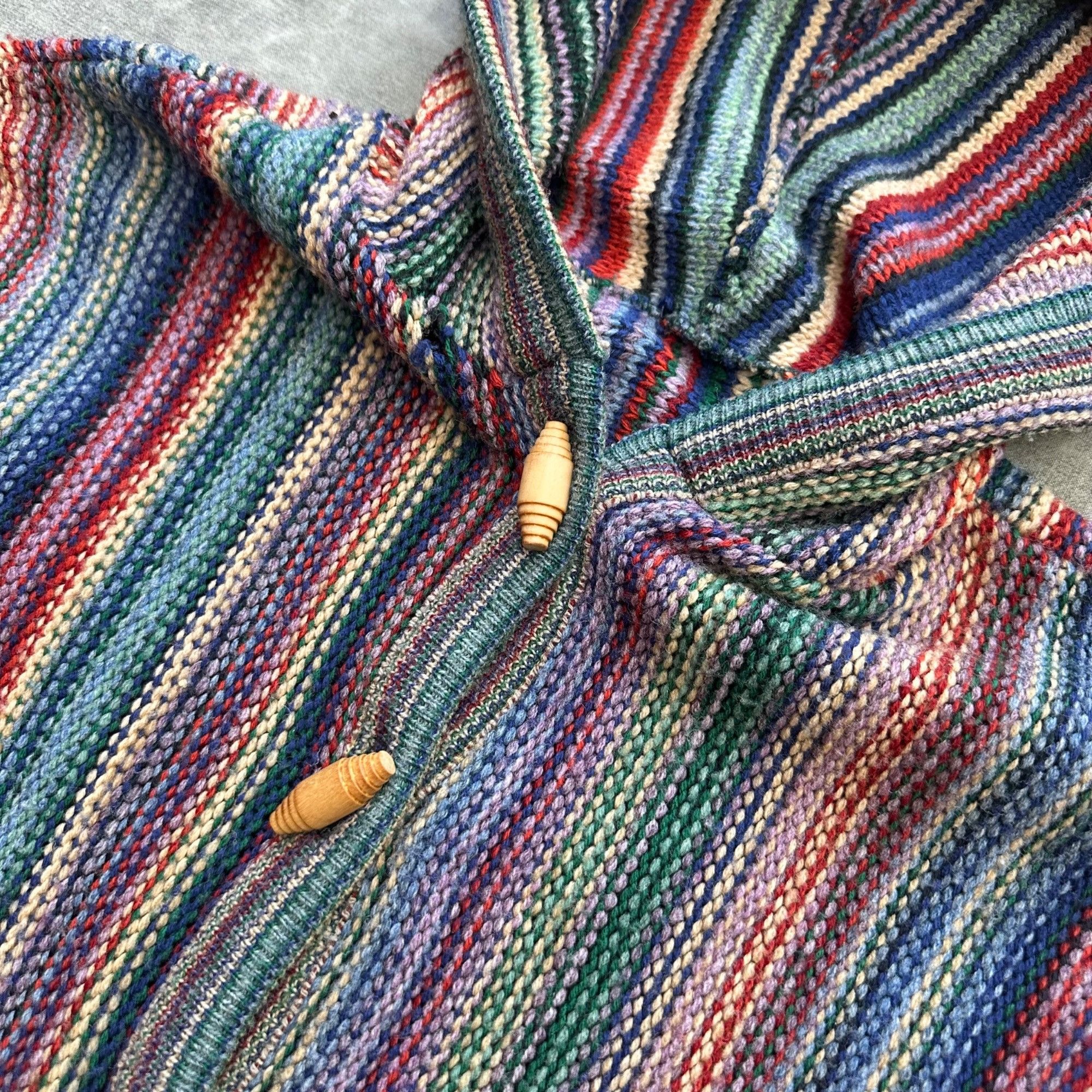 Vintage Vintage Unique Stripped Knit Button Up Hoodie Sweater Size US S / EU 44-46 / 1 - 2 Thumbnail