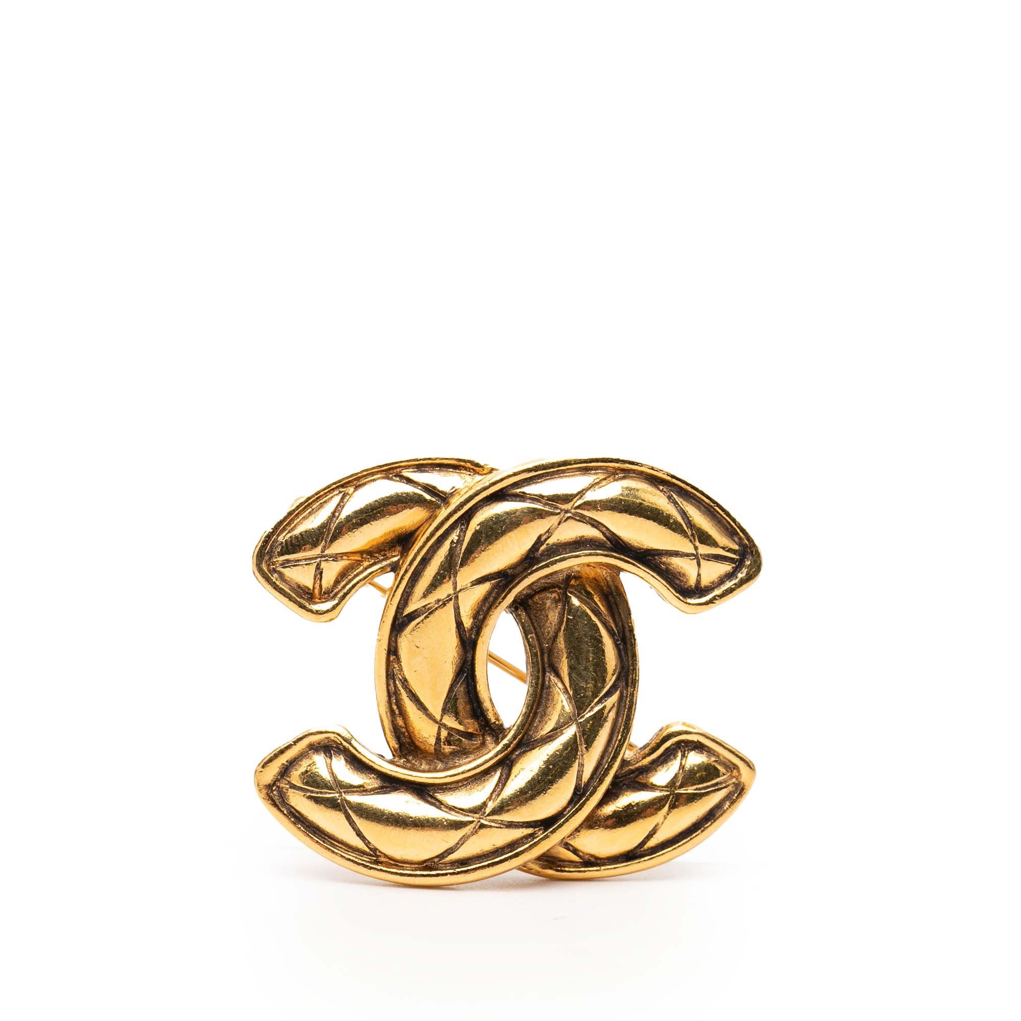 Chanel Chanel CC Quilted Gold Plated Brooch Size ONE SIZE - 1 Thumbnail