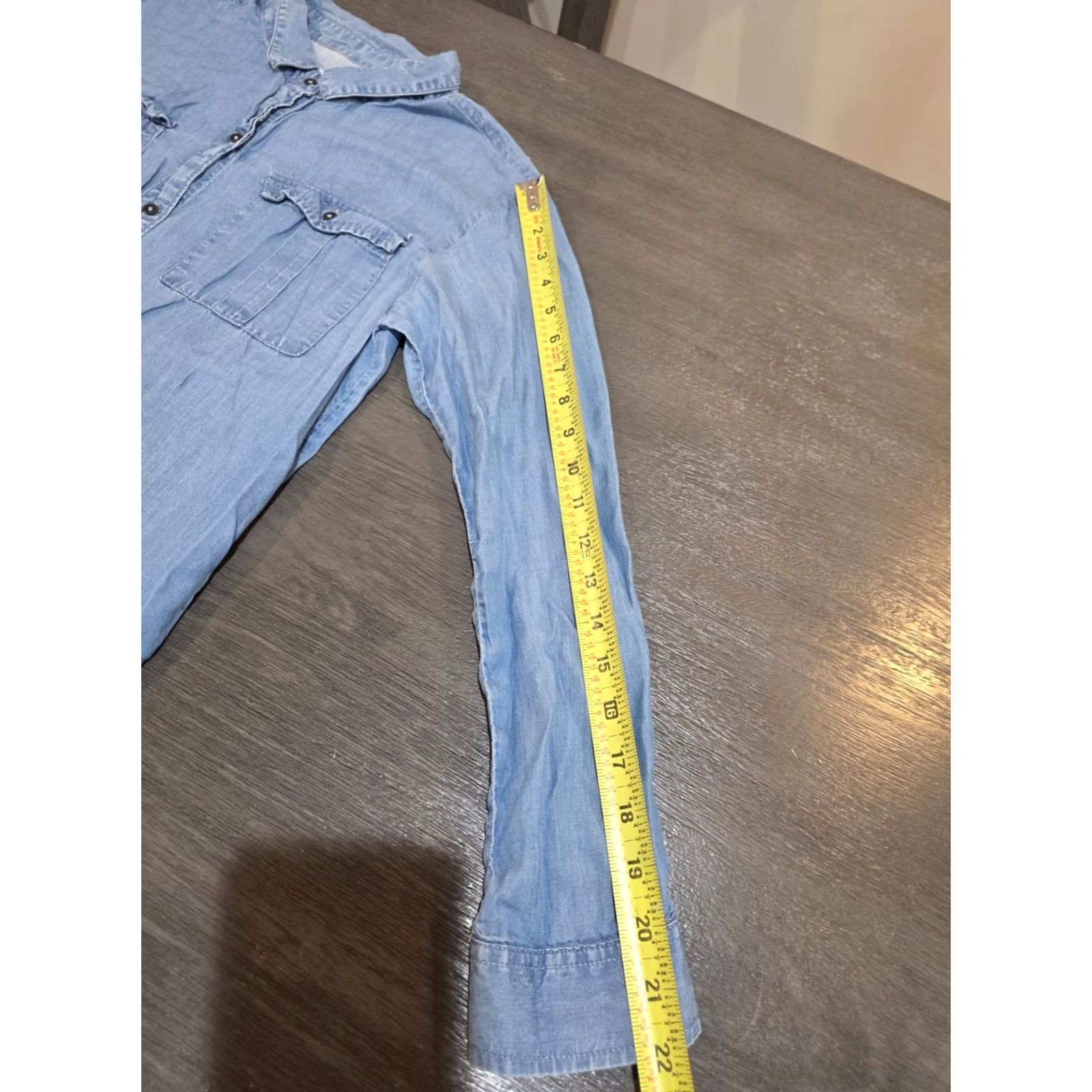 Old Navy Old Navy Western Jean Denim Button Down 100% Cotton Shirt Dress sz L Blue Knee Length Womens Dress, Pre-owned Good, Tiny Stain Size L / US 10 / IT 46 - 7 Thumbnail
