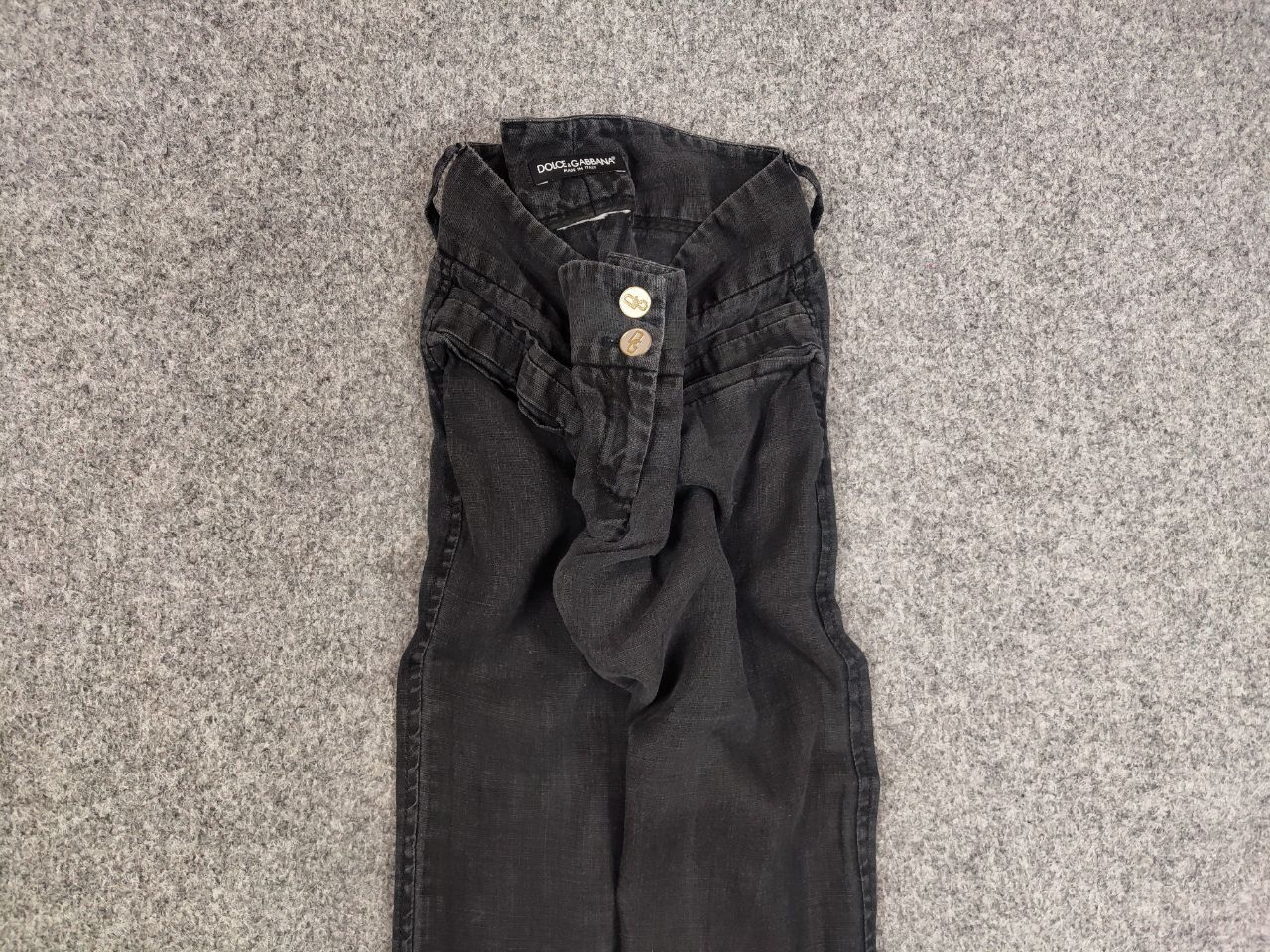 Dolce & Gabbana Vintage Dolce & Gabbana Linen Black Faded Trouser Pants Size 29" - 4 Thumbnail