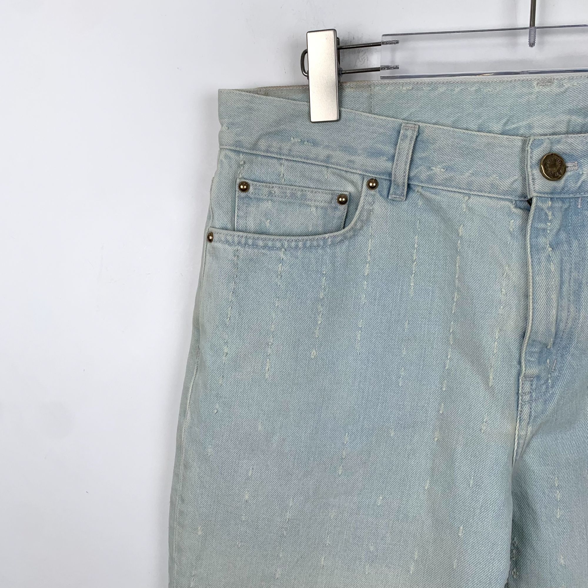 Louis Vuitton Louis Vuitton Light Wash Distressed Monogram Denim Jeans Size US 32 / EU 48 - 3 Thumbnail