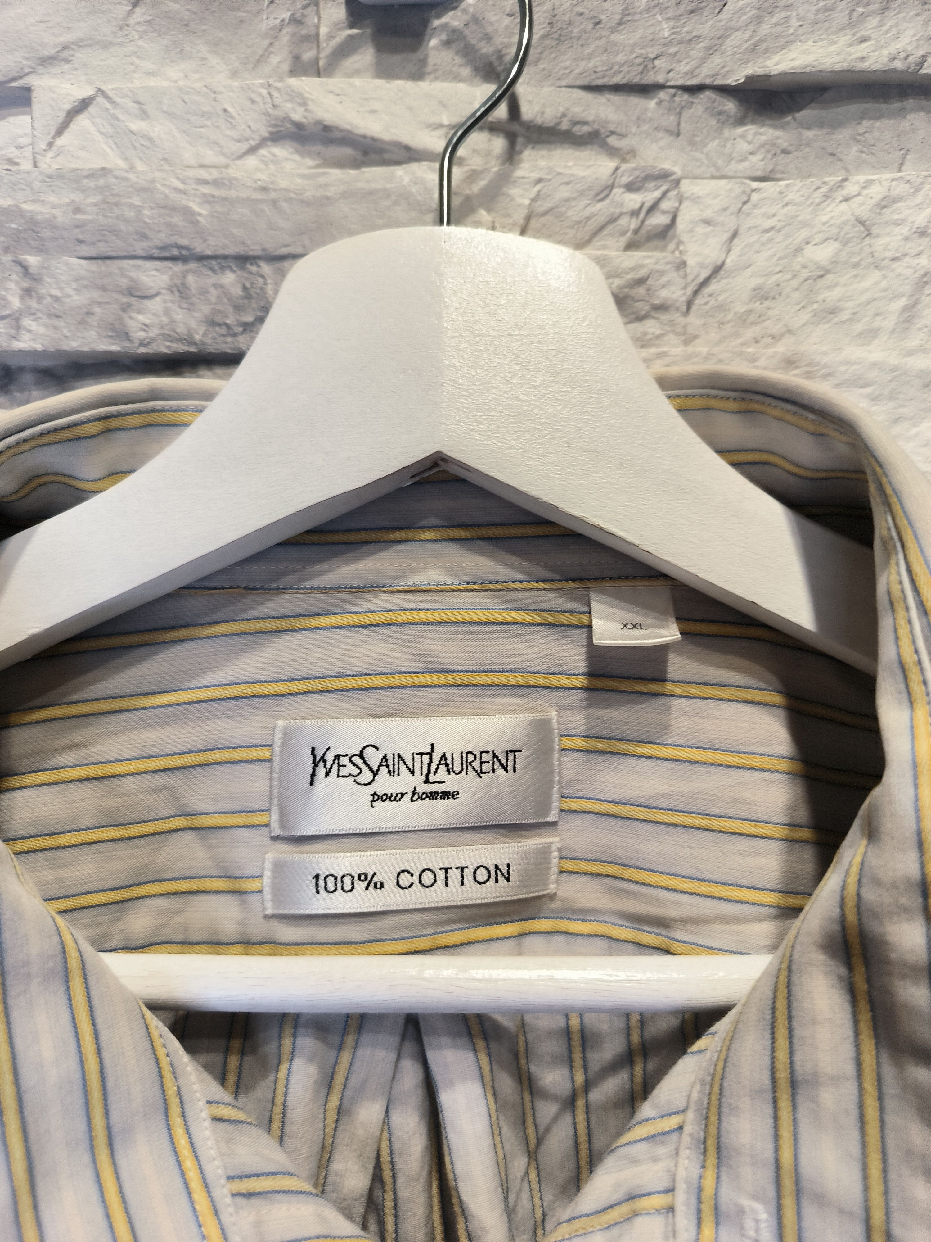 Vintage × Yves Saint Laurent Vintage YSL Pour Homme Yves Saint Laurent Shirt Striped Size US XXL / EU 58 / 5 - 4 Thumbnail