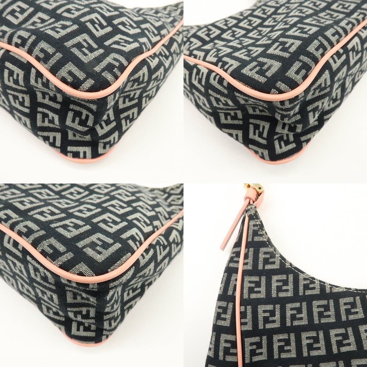 Fendi Fendi Zucchino Canvas & Leather Shoulder Bag Navy Size ONE SIZE - 5 Thumbnail