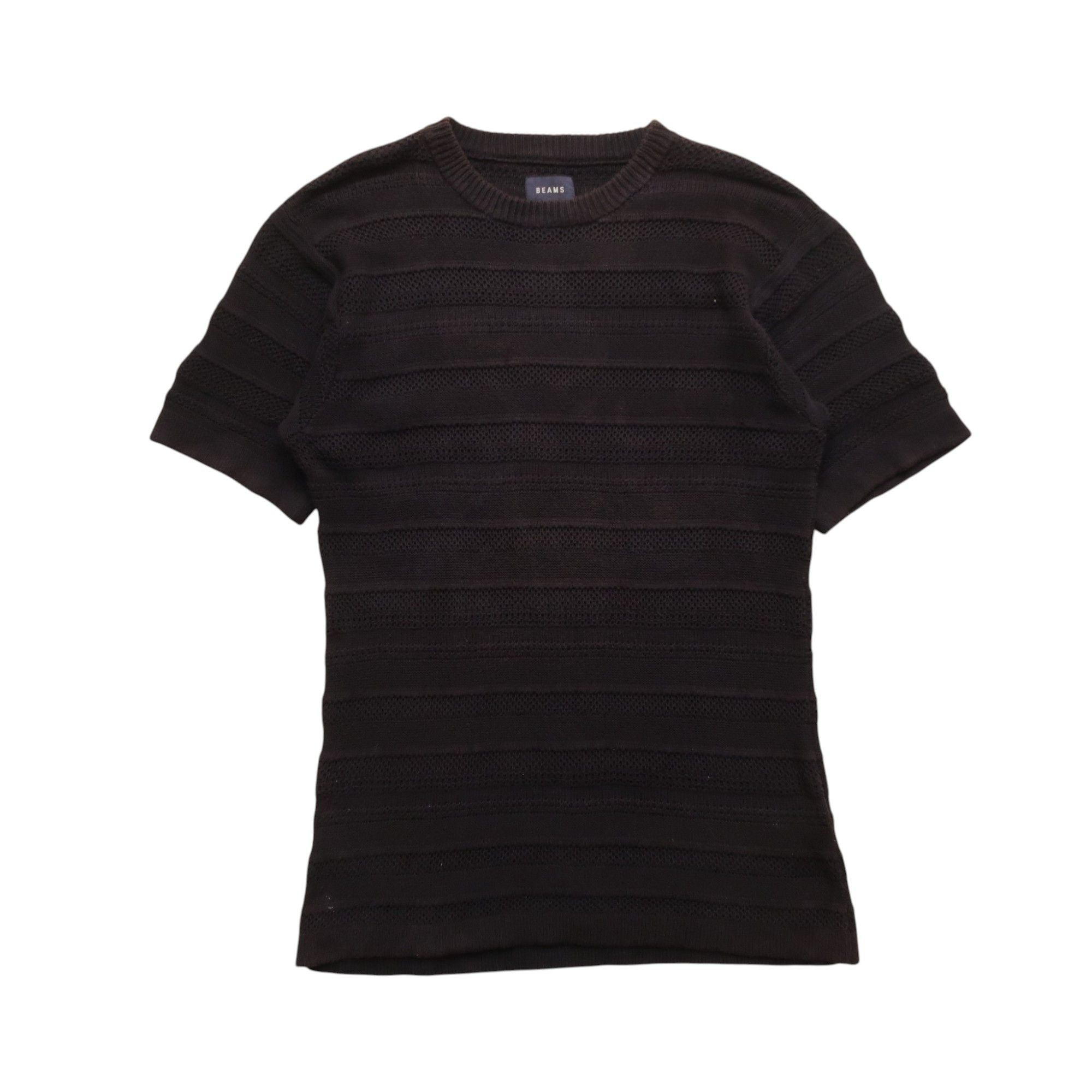 Beams Plus Vintage 90s Beams Cable Knit T-Shirt Faded Black Size US S / EU 44-46 / 1 - 1 Thumbnail