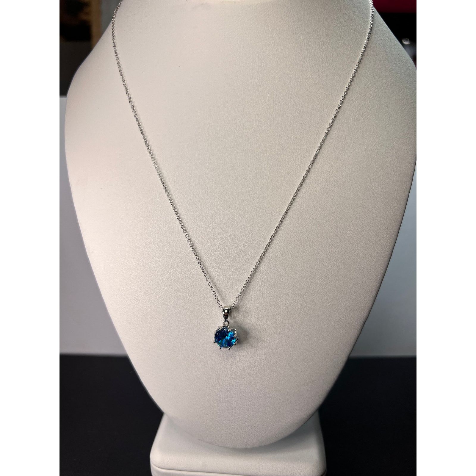 Other NEW Blue CZ rhodium over sterling silver pendant and chain Size ONE SIZE - 3 Thumbnail