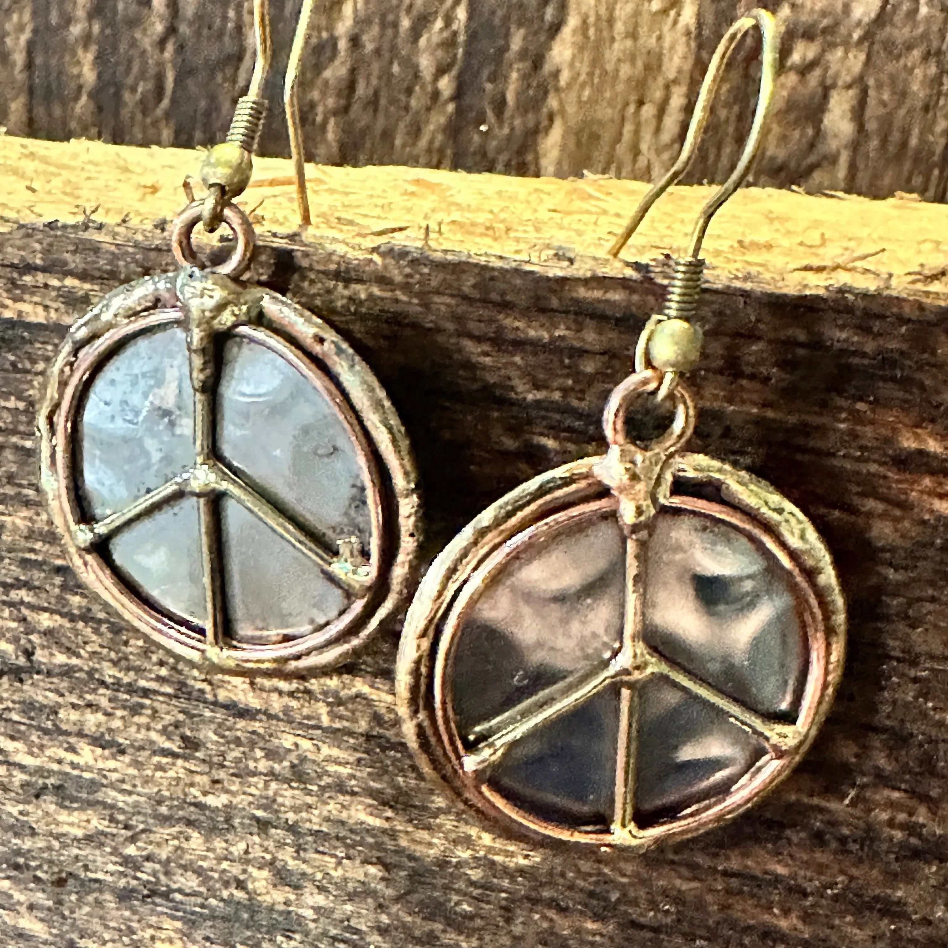 Other Handmade Artesian Hippie Silver & Copper Peace Sign Drop Wir Size ONE SIZE - 1 Thumbnail