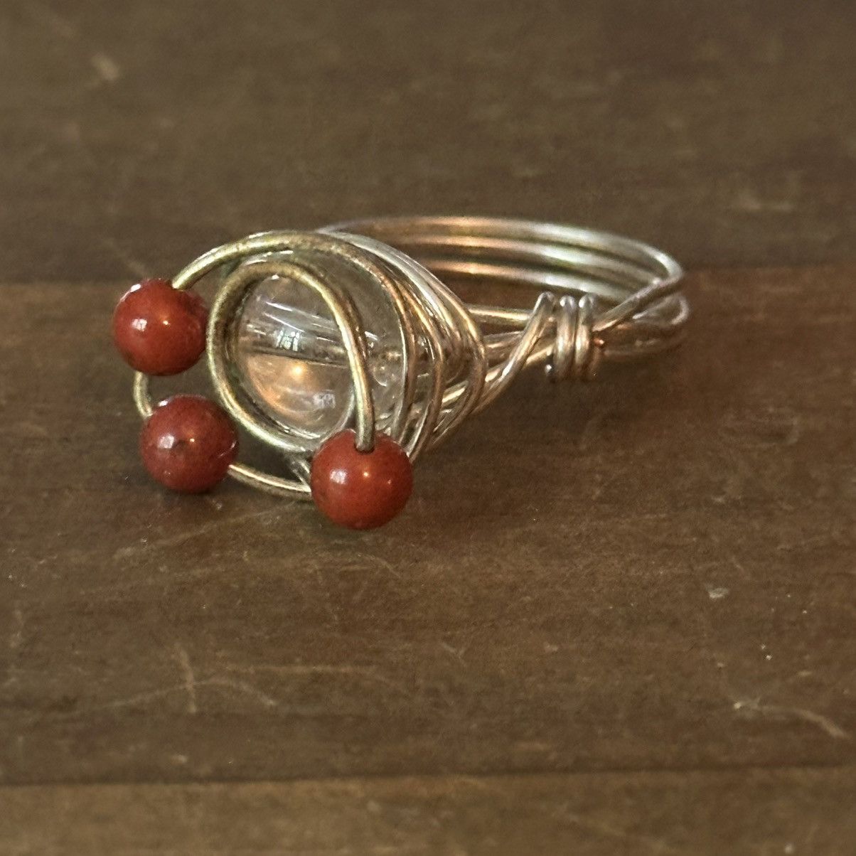 Other Silver tone wire wrapped clear bead ring Size ONE SIZE - 6 Thumbnail