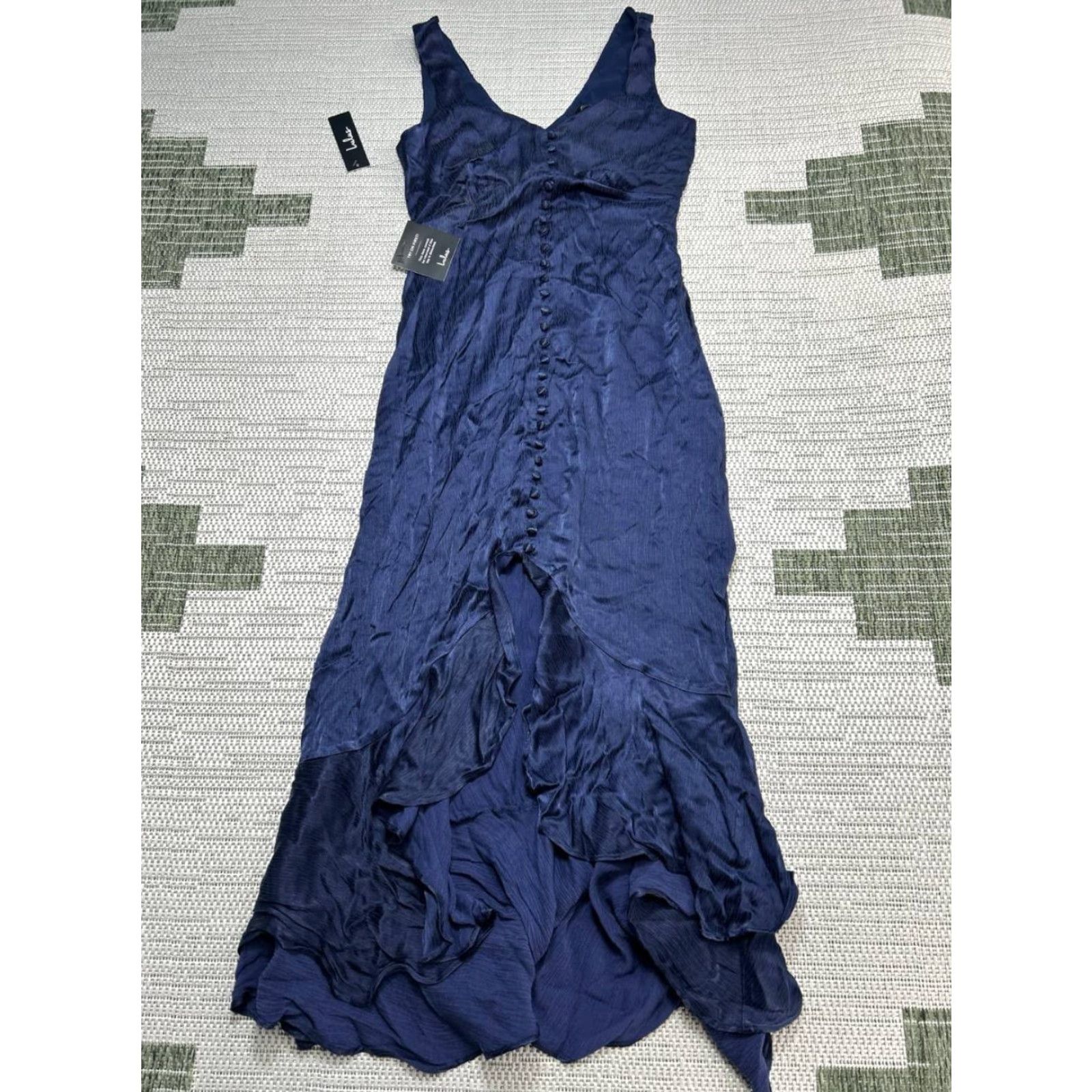 Lulus Lulus Abundant Love Maxi Dress Women S Blue Sleeveless Sweetheart Neck Ruffled High Low Party/Cocktail Wedding Picturing: Vintage? (No) Size S / US 4 / IT 40 - 2 Thumbnail