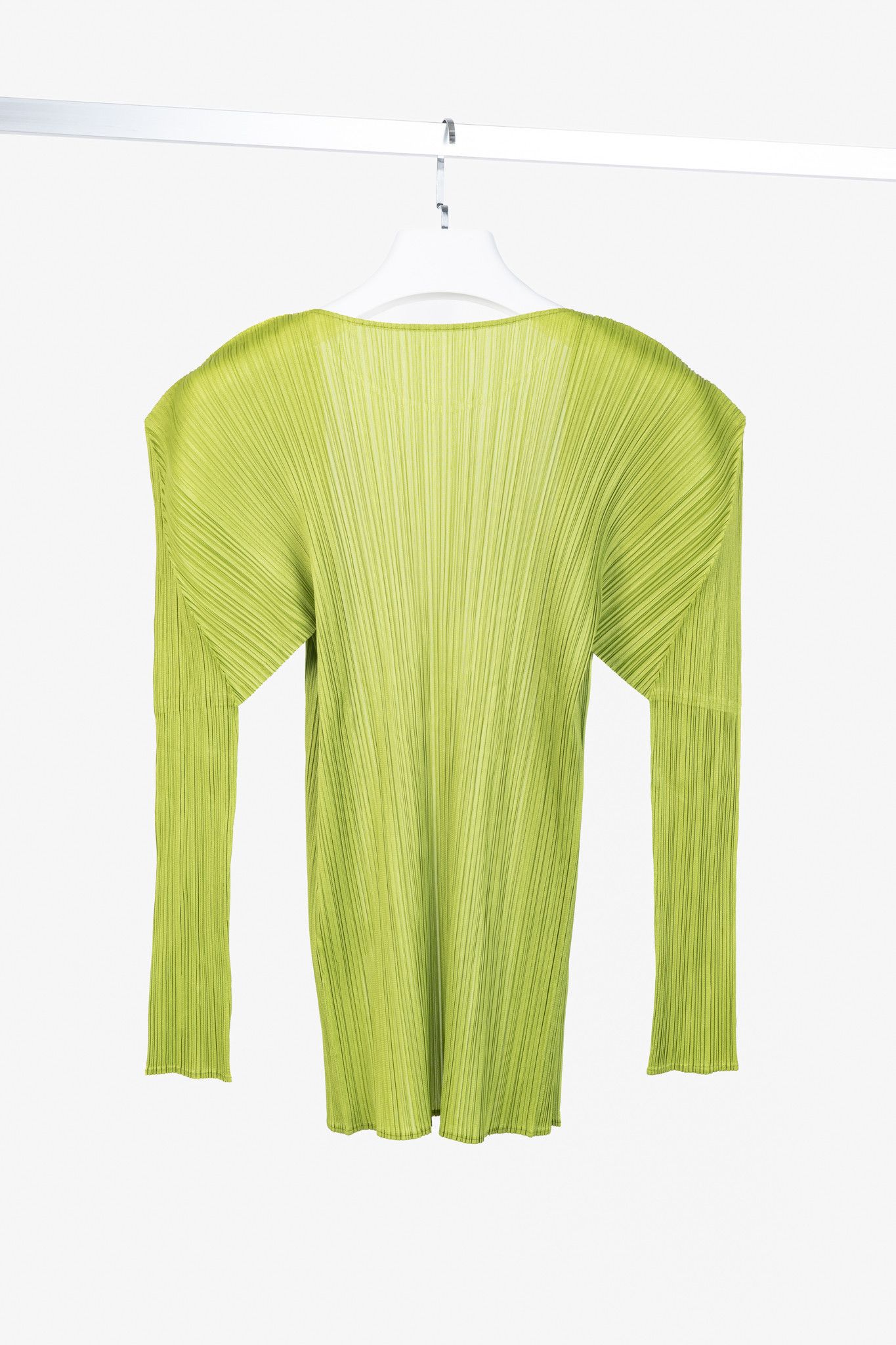 Pleats Please Issey Miyake Pleats Please Issey Miyake Lime-Green Open-Front Cardigan Size ONE SIZE - 2 Thumbnail