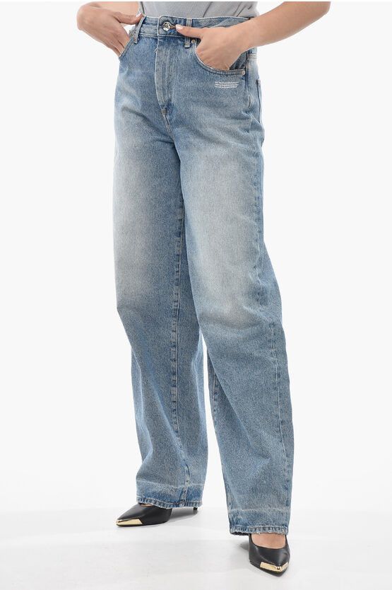 image of Off White Delavè Corporate Baggy Fit Denims 24Cm in Light Blue, Women's