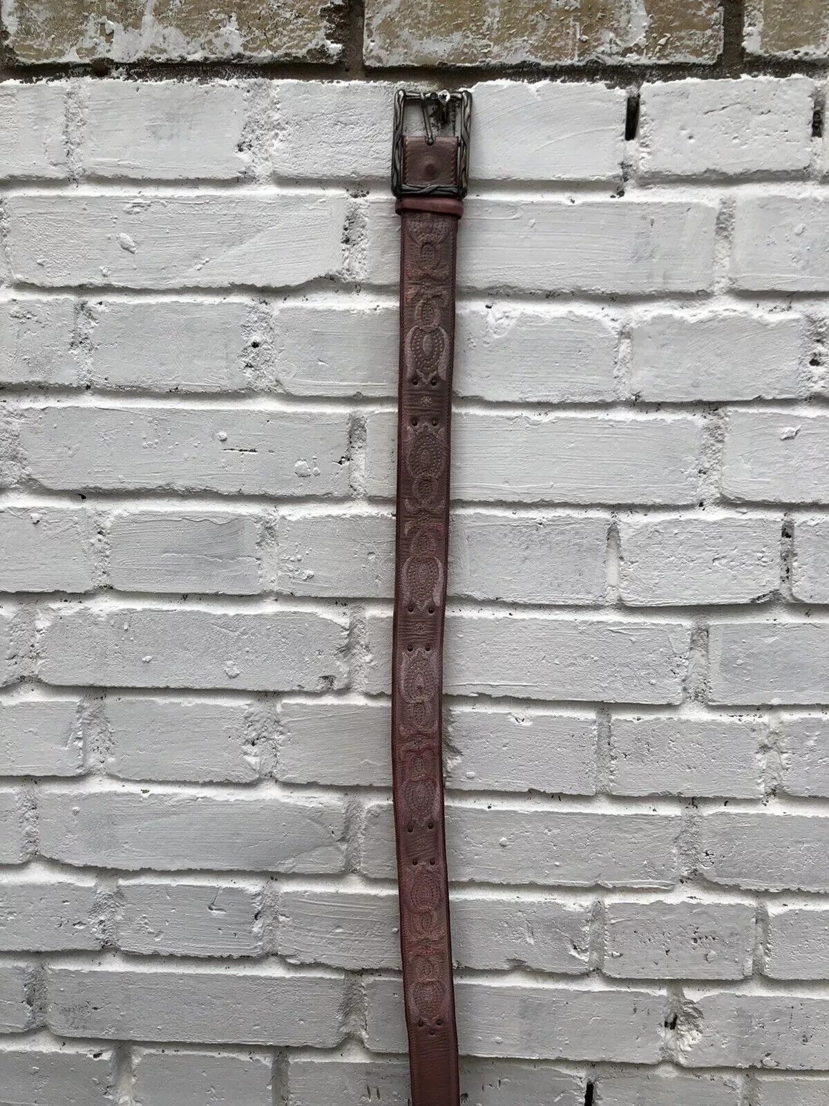 Vintage REPTILE'S HOUSE GENUINE LEATHER BELT FLORAL RARE PINK 44/80 Size ONE SIZE - 7 Thumbnail