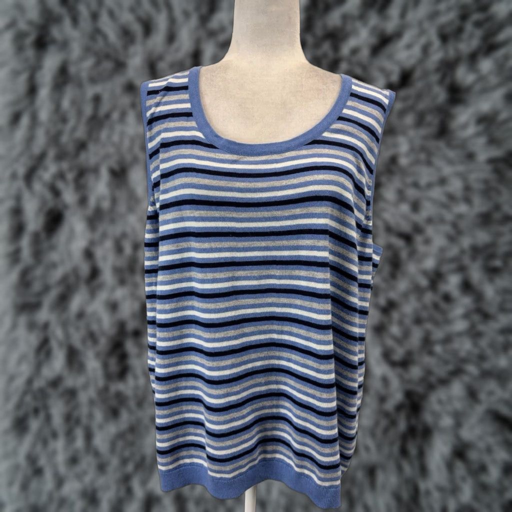 Talbots VINTAGE Talbots Plus Size Sleeveless Sweater Womens Knit Striped Pullover Casual Business 3X Size XXL / US 16-18 / IT 52-54 - 1 Thumbnail