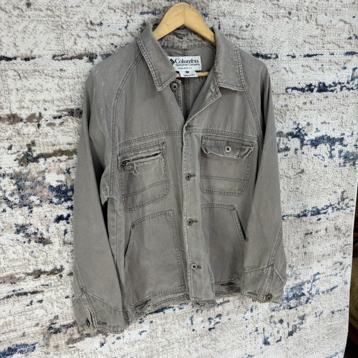 Columbia × Vintage Vintage Columbia Workwear Distressed Denim Jacket Size US M / EU 48-50 / 2 - 14 Thumbnail
