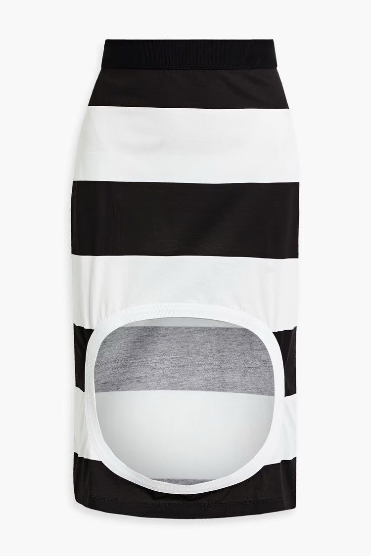 Burberry BURBERRY Cutout striped cotton-jersey skirt Black Size UK 8 Size 27" / US 4 / IT 40 - 1 Thumbnail