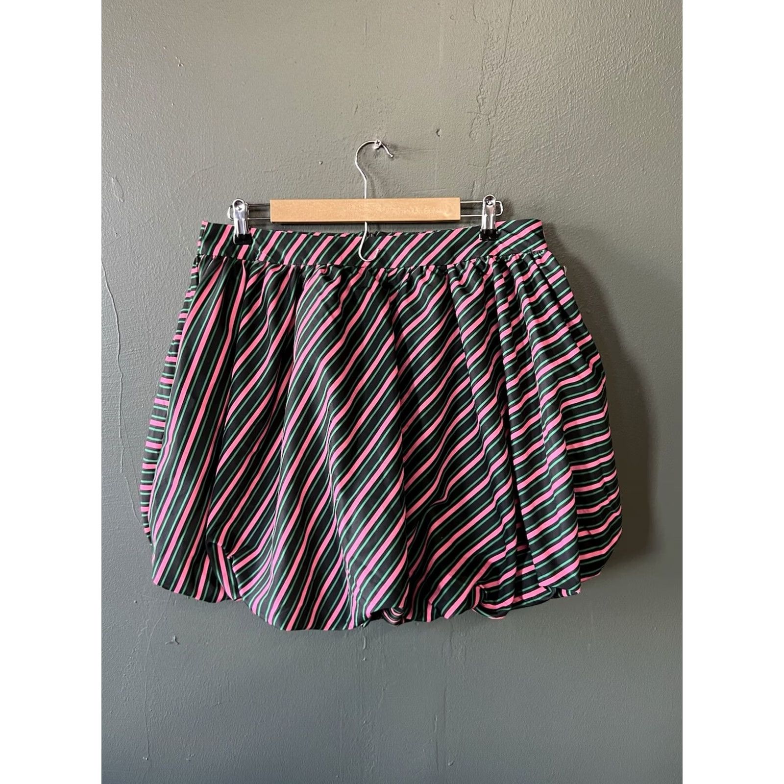 Vintage Wicked Movie Striped Bubble Mini Skirt Green Adult XL Size 40" / US 18 - 2 Thumbnail
