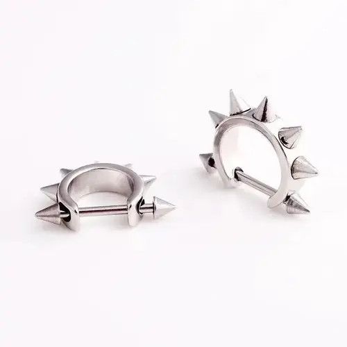 VIBE D-shaped Spike Rivet Earring Stainless Steel Size ONE SIZE - 1 Thumbnail