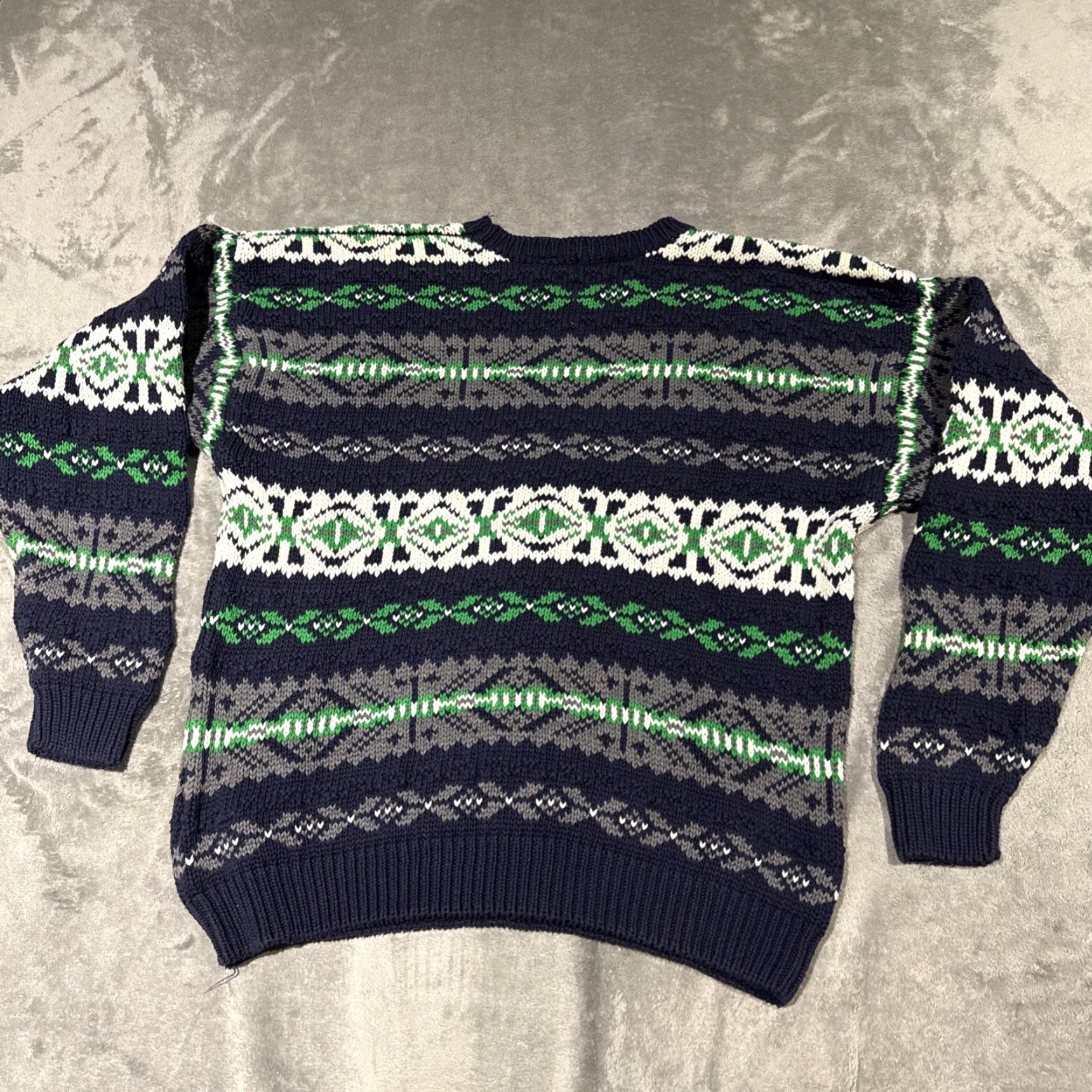 Gap VINTAGE Gap Sweater Mens L Blue Green White Fair Isle Knit Pullover Crew Sweater Knit Drop Shoulders Ski Winter 80s 90s Casual Mens Size US L / EU 52-54 / 3 - 6 Thumbnail