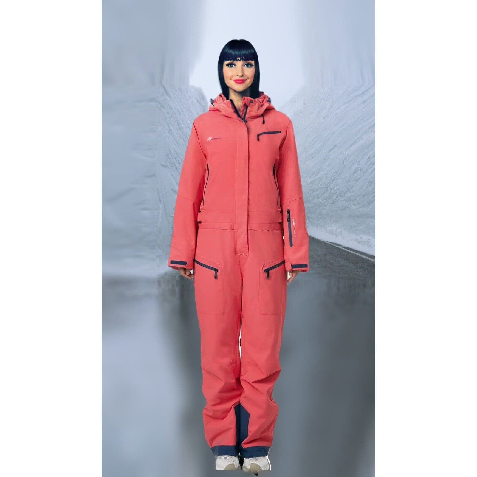 image of Maxwell Snow Hmanoouf Pink One Pieces Ski Suit Hooded Snowsuit XL Sissy, Women's