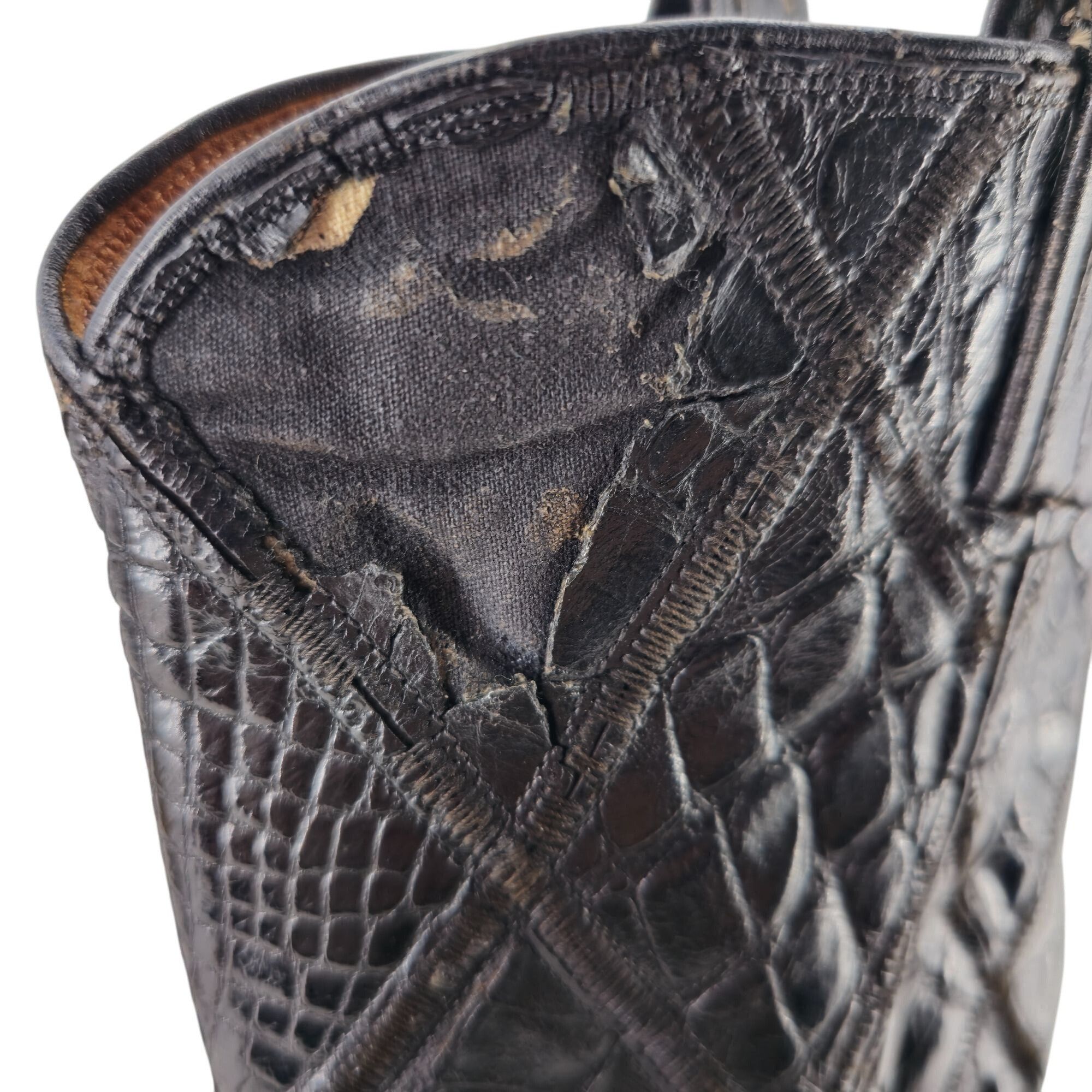 Tony Lama Vintage 1950s Full Alligator Tony Lama Men 8D Black Leather Size US 8 / EU 41 - 8 Thumbnail