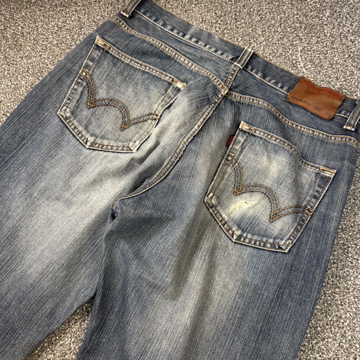 If Six Was Nine 90s Flared Japanese Wideleg Edwin 503 Mud Distressed Denim Size US 36 / EU 52 - 8 Thumbnail