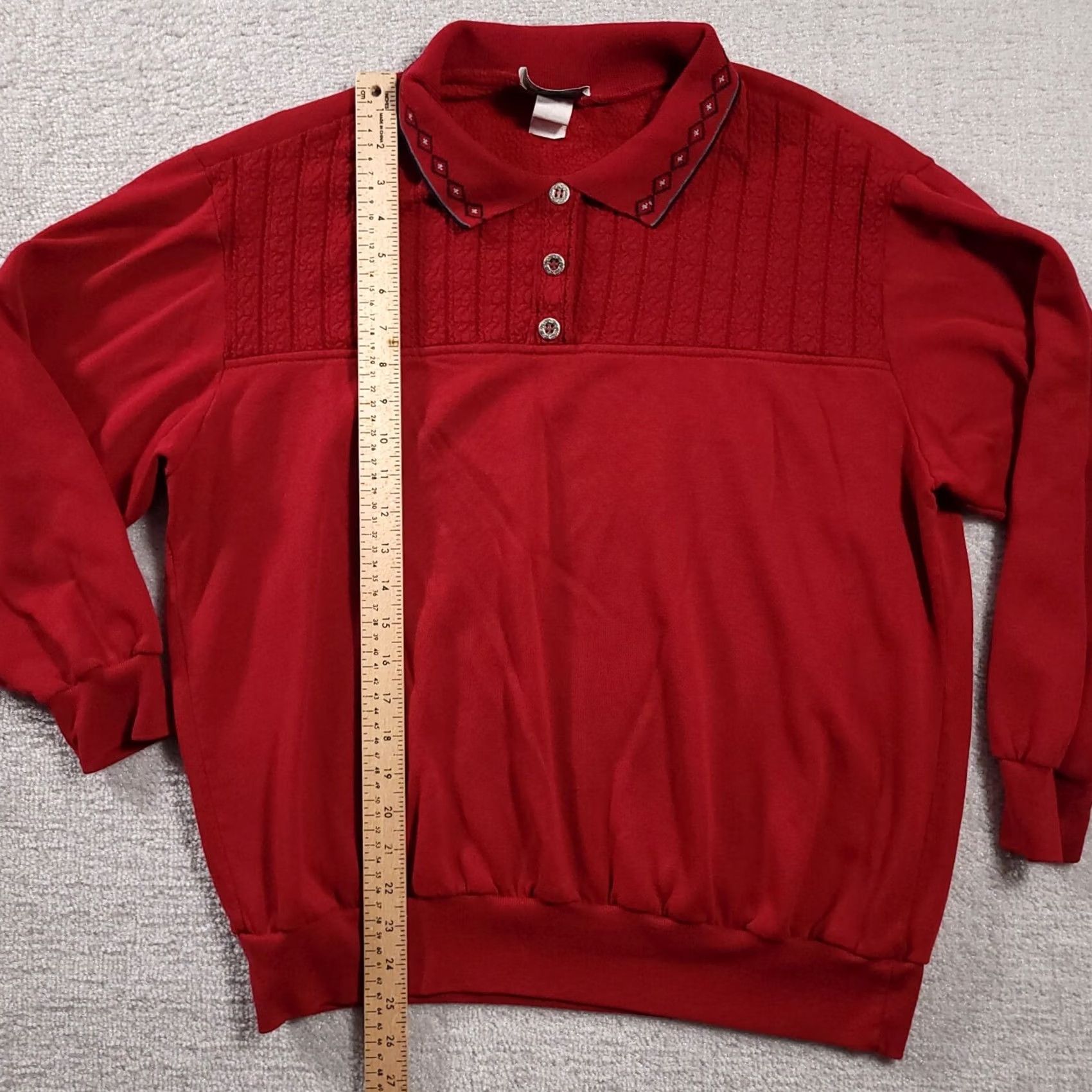 Vintage YS Studio Young Stuff Sweater Women’s 1X Red Long Sleeve Collared Retro VTG Size XL / US 12-14 / IT 48-50 - 5 Thumbnail