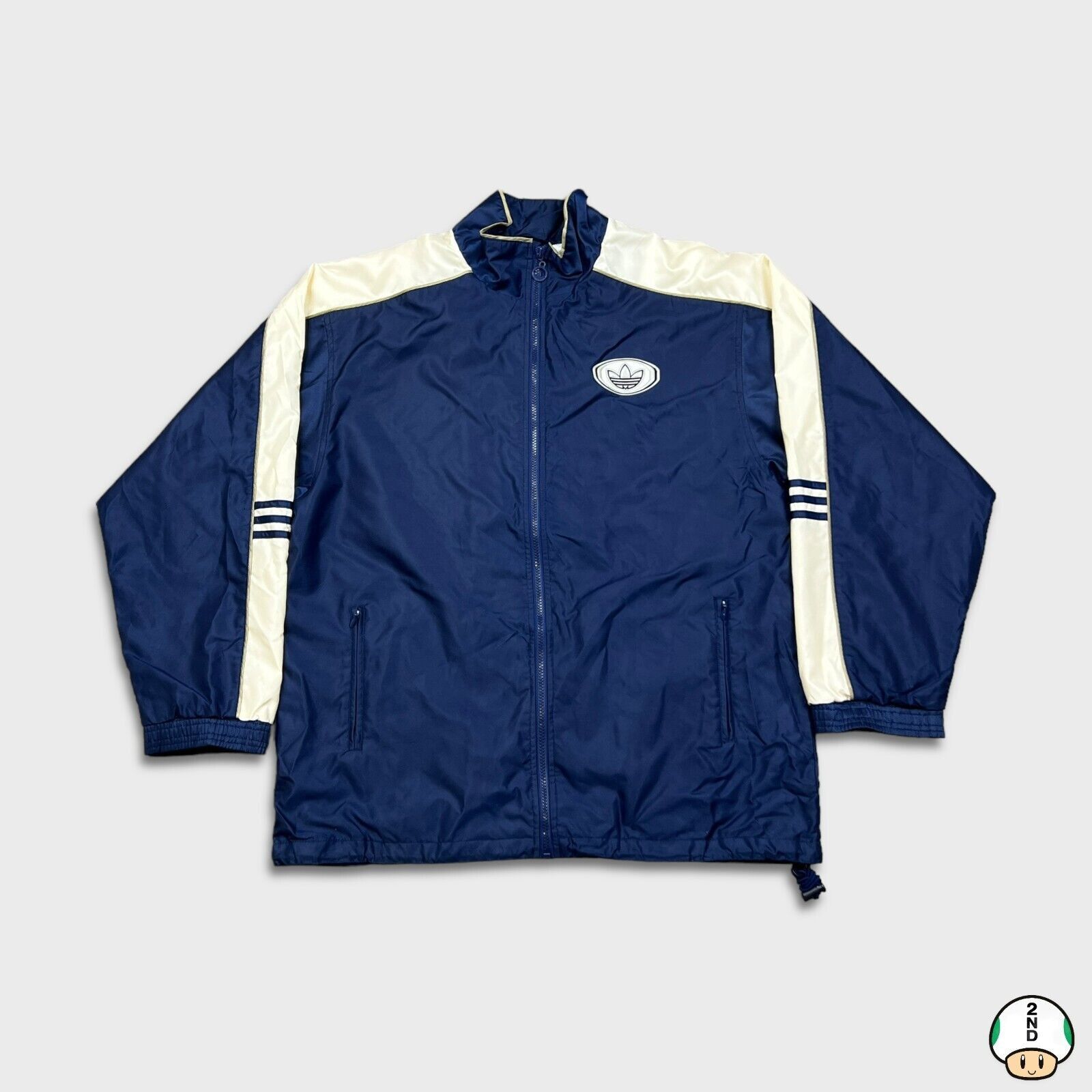 Adidas × Vintage VTG Adidas Jacket XL Stripe Trefoil Full Zip 90s Windbreaker Size US XL / EU 56 / 4 - 1 Thumbnail
