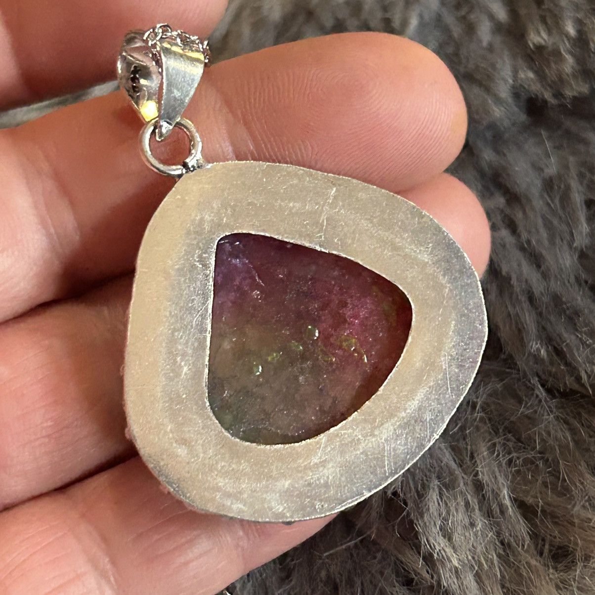Handmade Handcrafted watermelon tourmaline dogtooth 925 necklace Size ONE SIZE - 8 Thumbnail