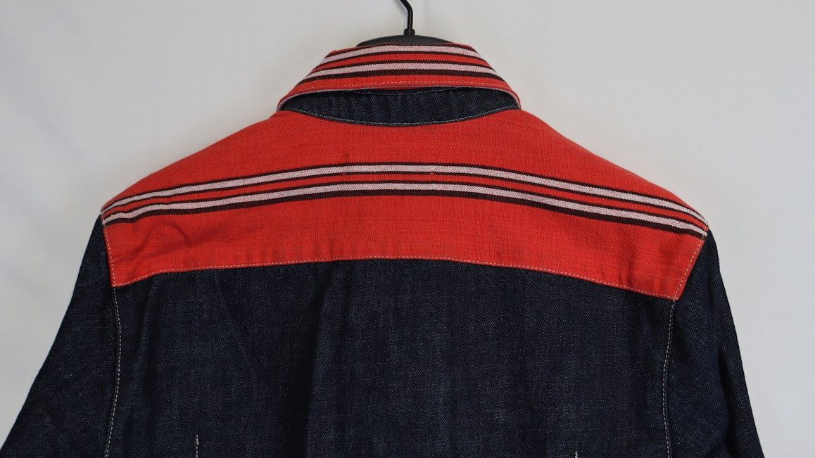 Wales Bonner o1rshd1 Cotonou Denim Shirt in Blue/Red Size US S / EU 44-46 / 1 - 14 Thumbnail