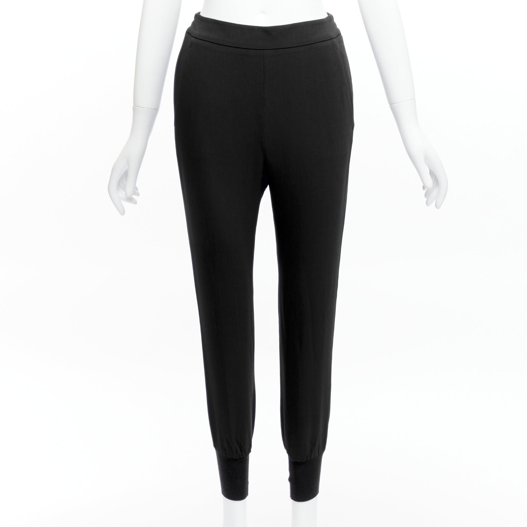 Stella McCartney STELLA MCCARTNEY black minimalist elastic waistband cropped jogger harem pants IT34 XXS Size 24" / US 00 / IT 34 - 1 Thumbnail