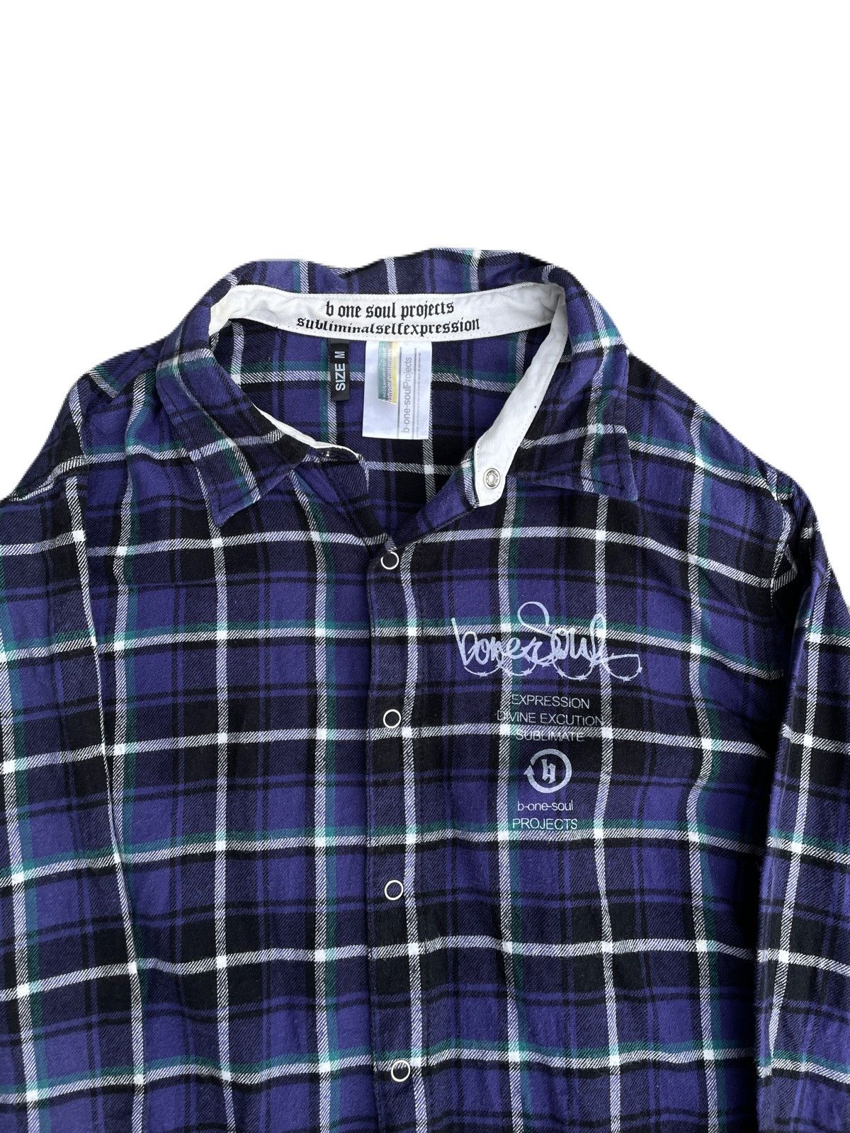 If Six Was Nine 2000s Japanese archive Poem Grafitti Plaid Shirts Vkei Y2K Size US M / EU 48-50 / 2 - 6 Thumbnail