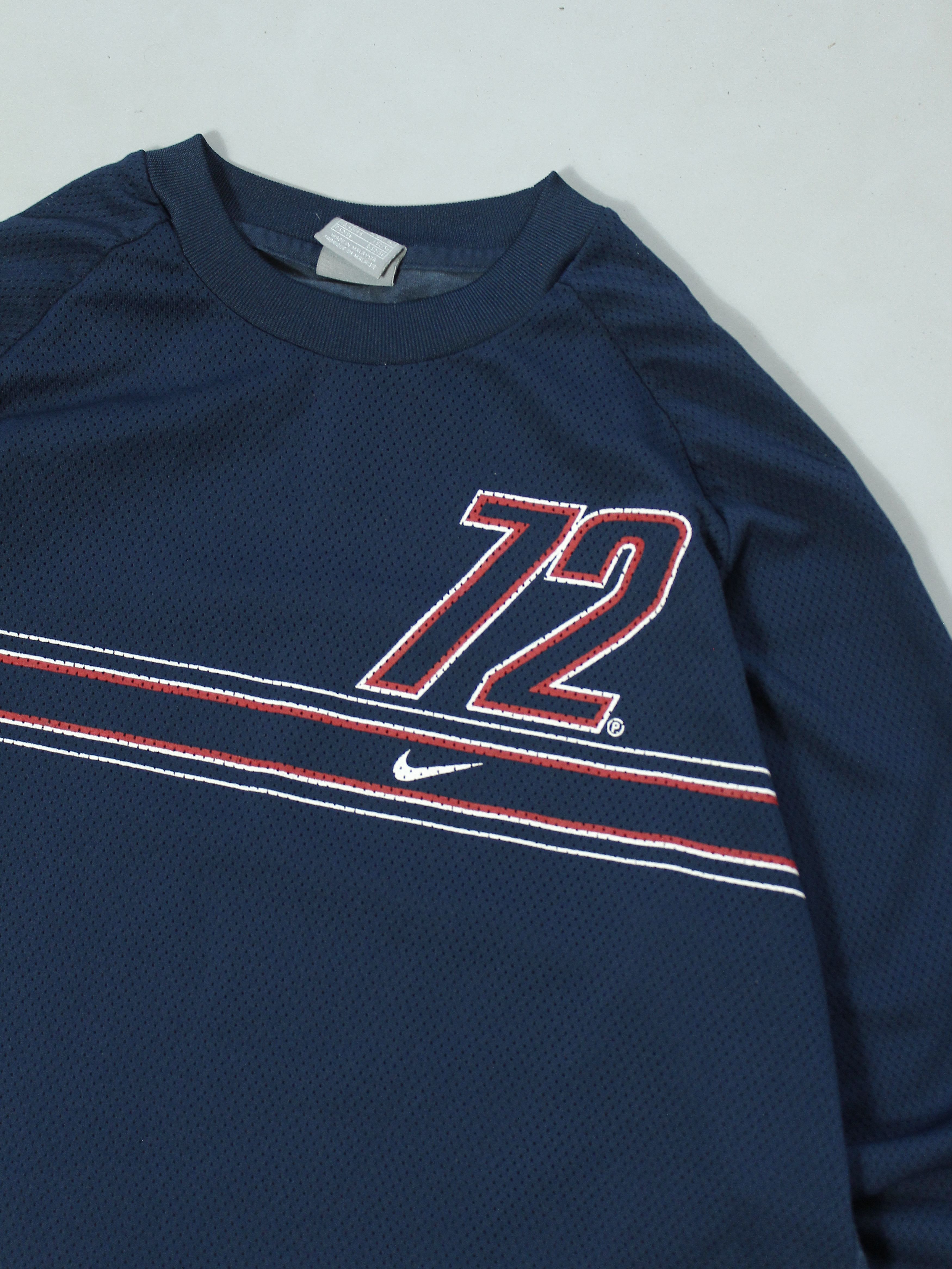 Nike × Vintage NIKE 72 VINTAGE MENS LONGSLEEVE PERFORATED FRONT SIDE Size US L / EU 52-54 / 3 - 4 Thumbnail