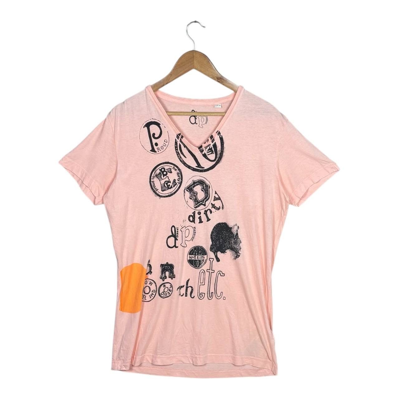 Diesel Vintage Diesel Passion DP Graphic V-Neck Tee Peach M Y2K Size US M / EU 48-50 / 2 - 1 Thumbnail