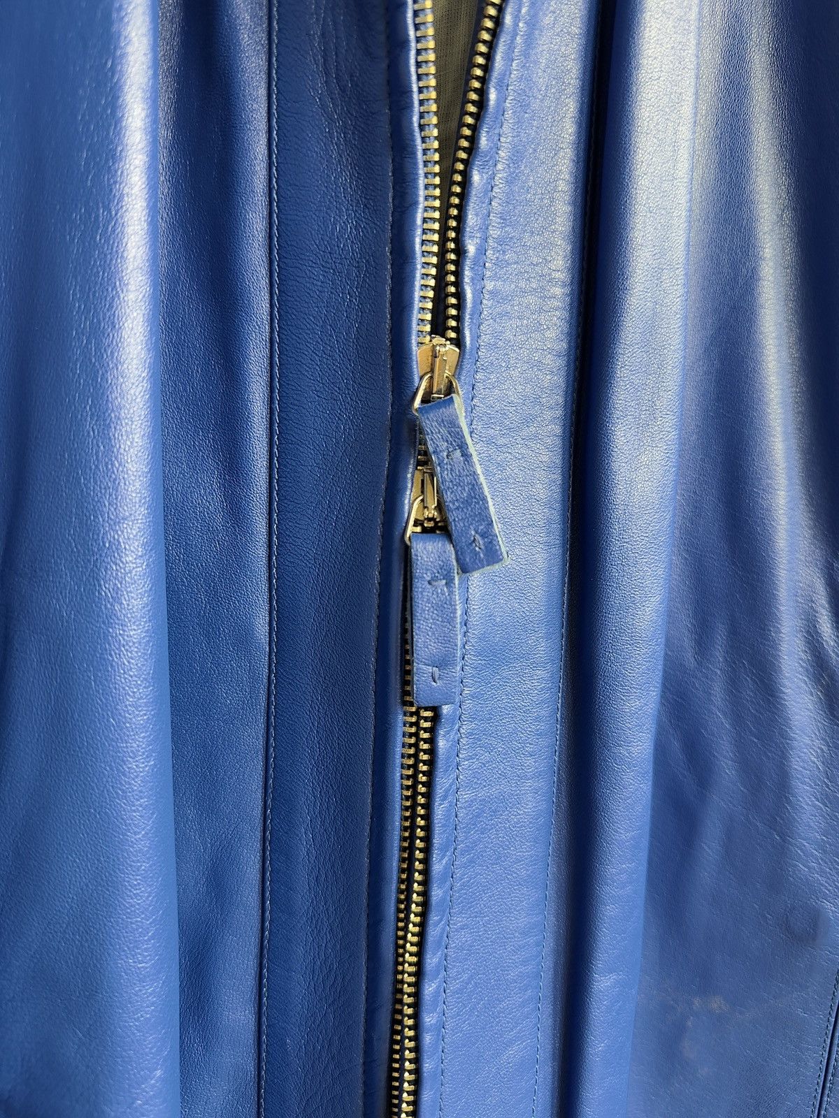 Armani Armani Cobalt Blue Lamb Biker Leather Full Zip Jacket Size US M / EU 48-50 / 2 - 4 Thumbnail