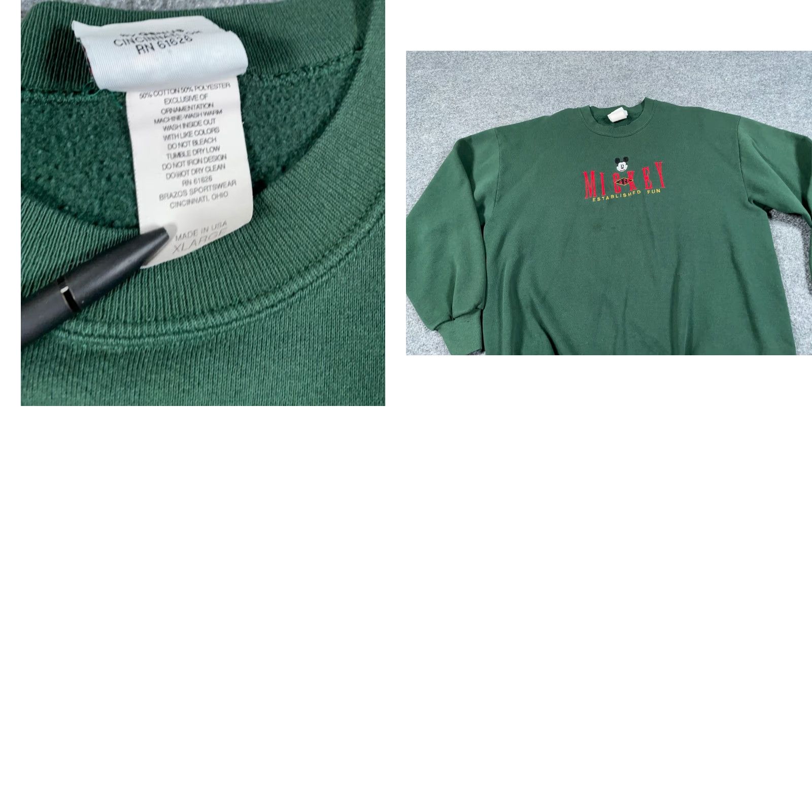 Mickey & Co. VINTAGE Mickey & Co Sweatshirt Adult XL Green Embroidered USA Made Disney Logo Crew Neck Pullover Sweatshirt Men Mens 90s Hipster Cartoon Decorative Size US XL / EU 56 / 4 - 8 Thumbnail