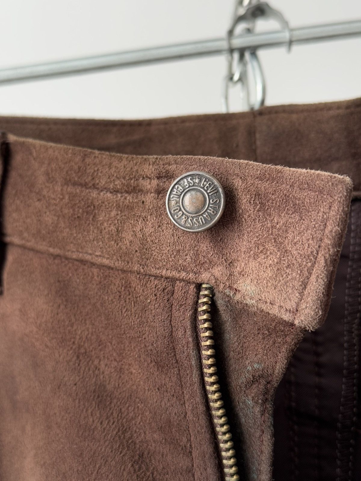 Leather × Levi's × Vintage 1970s Vintage Levi’s Cowboy Cowhide Suede Brown Pants Size US 32 / EU 48 - 6 Thumbnail