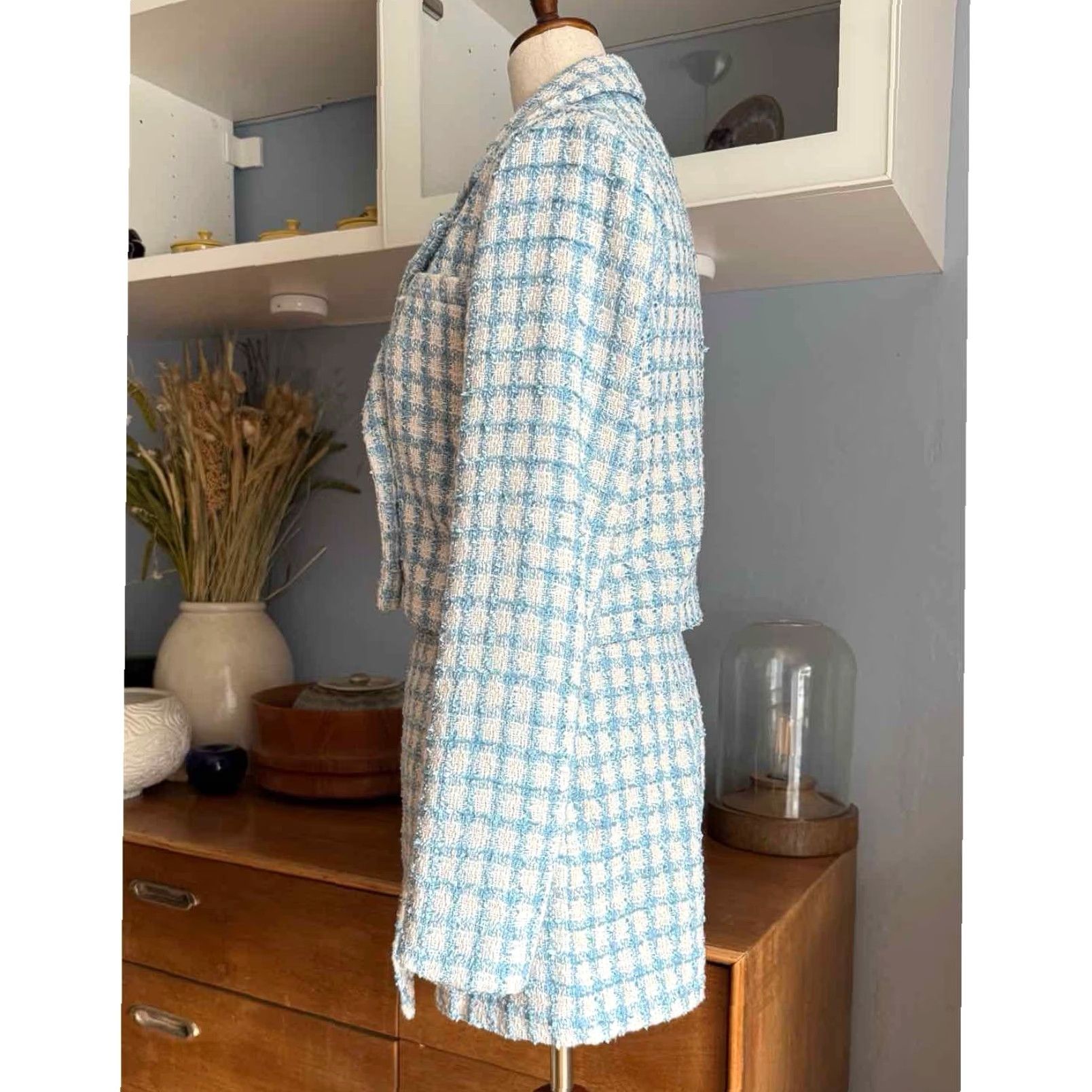 Jason Wu Jason Wu Tweed Plaid Cropped Blazer & Skort Set Suit Blue White Size 6 Multicolor Womens Short Sleeve Jacket Skirt 2 Piece Size M / US 6-8 / IT 42-44 - 7 Thumbnail