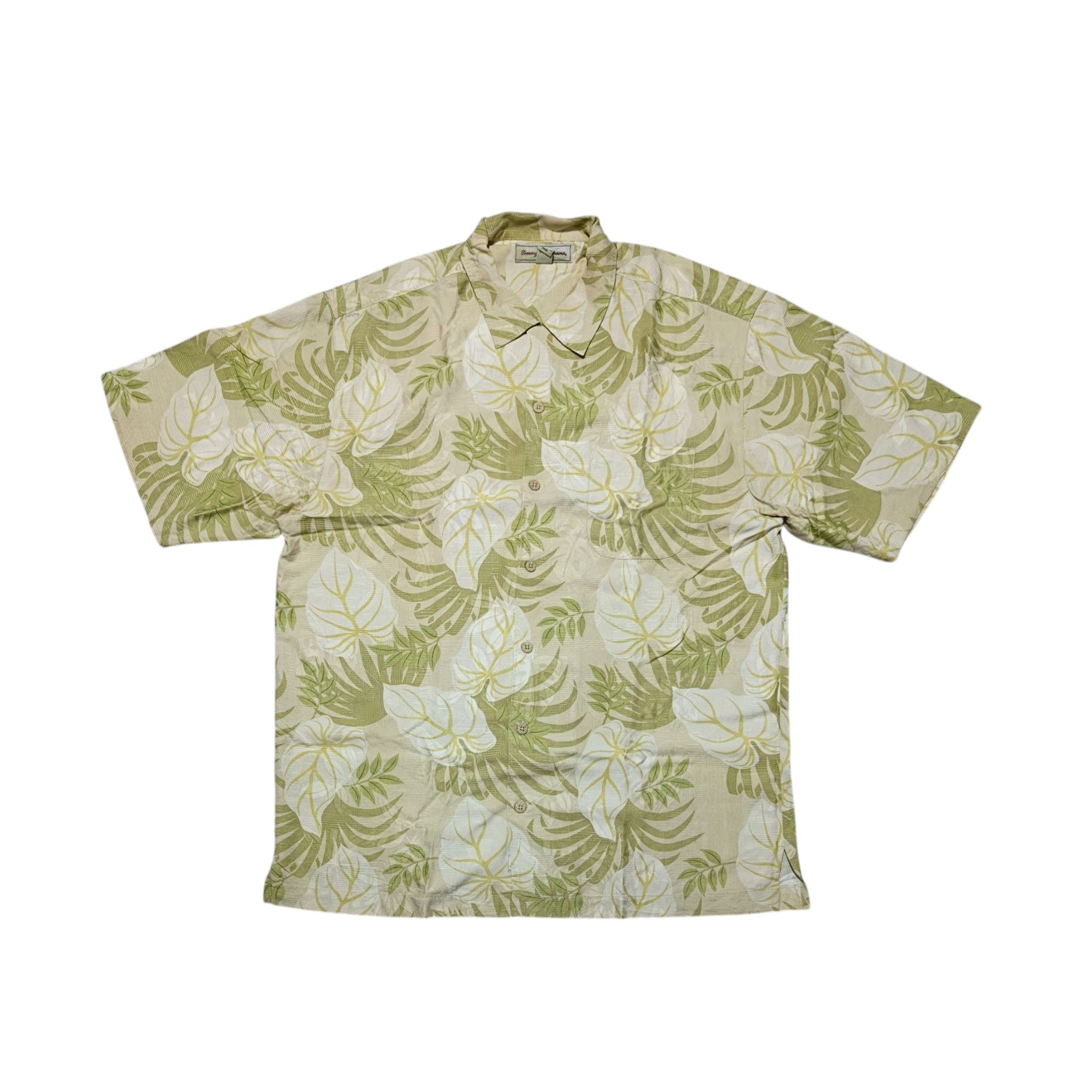 Vintage Tommy Bahama Leaf Print Silk Hawaiian Aloha Shirt