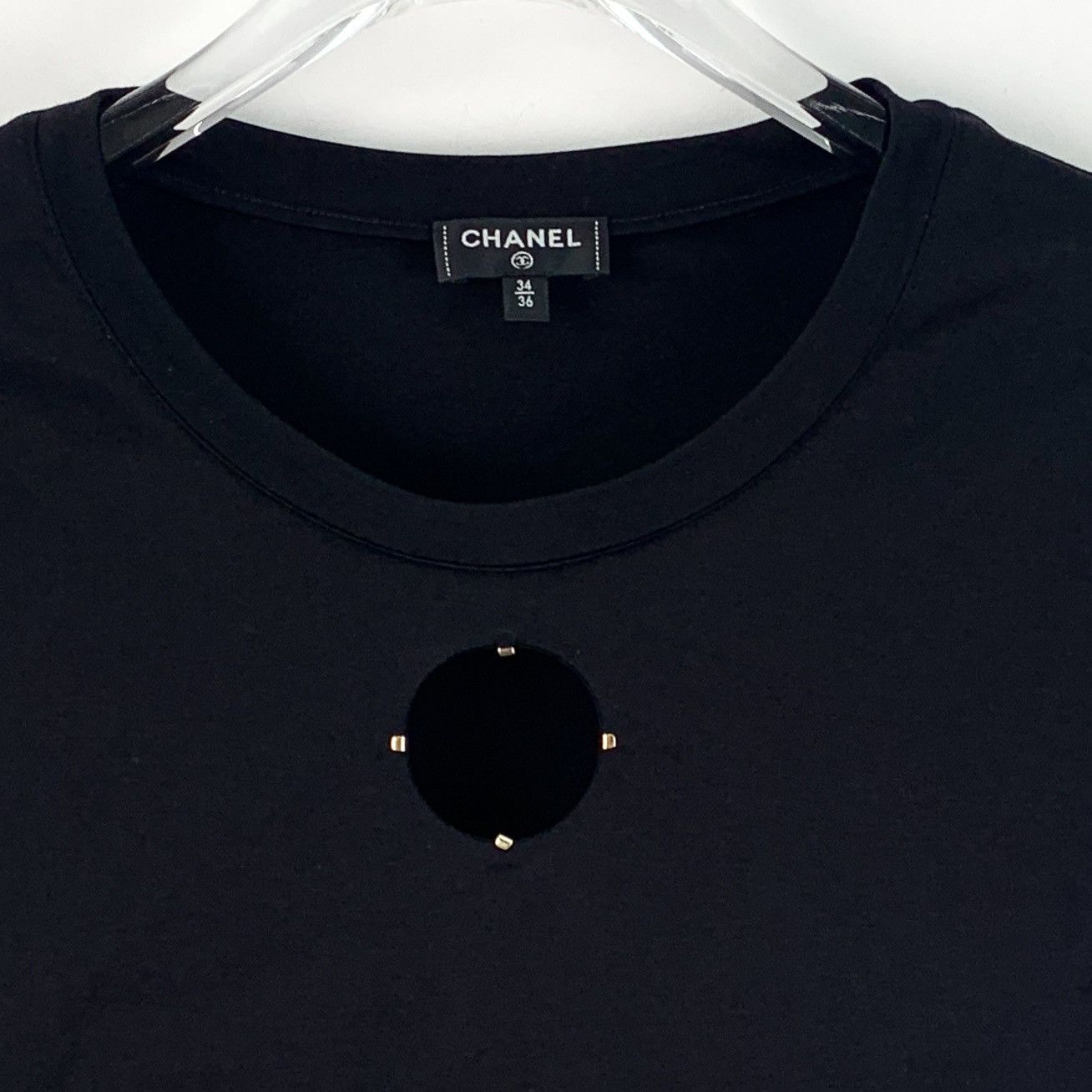 Chanel Chanel Black Circle Cutout Cotton T-Shirt Size XS / US 0-2 / IT 36-38 - 3 Thumbnail