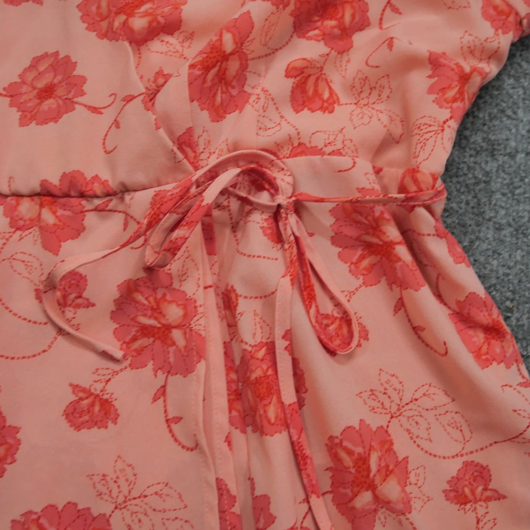 Torrid Torrid Dress Womens 18 Flowers Floral Print Wrap Short Sleeve V-Neck Pink Polyester Plus Size 18 Fit & Flare Floral Summer Spring Womens Size XXL / US 16-18 / IT 52-54 - 2 Thumbnail