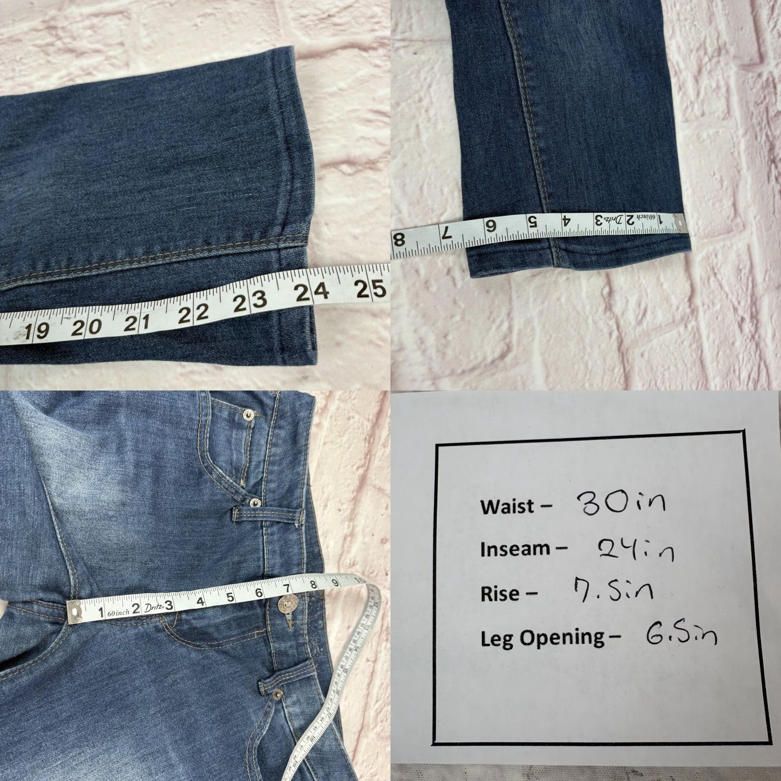 Express Express Jeans Womens 4 Medium Wash Blue Low Rise Cropped 30x24 Embroidered Denim Size 27" / US 4 / IT 40 - 9 Thumbnail