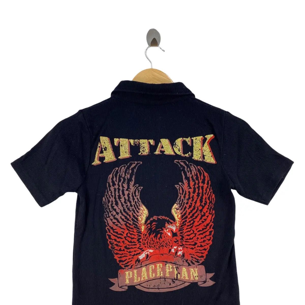 Vintage Vintage PLACE PLAN EAGLE Violent Attack Polo Tee Shirt Top Size M / US 6-8 / IT 42-44 - 2 Thumbnail