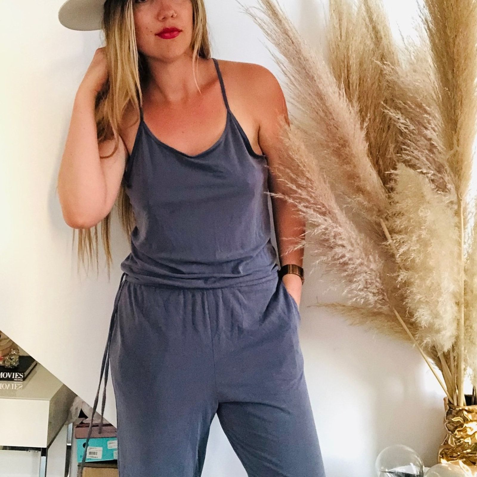 Gap GAP Grey Blue Tie Racerback Tank Top Slim Jumpsuit Romper Size 28" / US 6 / IT 42 - 11 Thumbnail